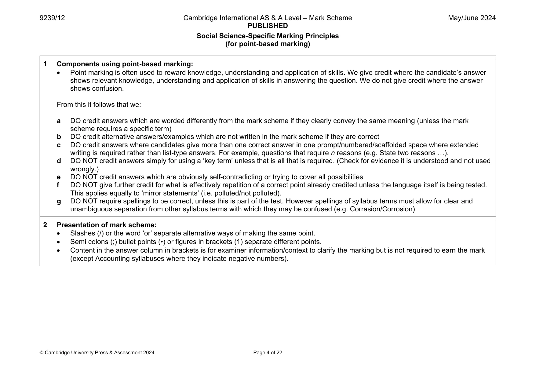 Mark scheme, page 4 of 22