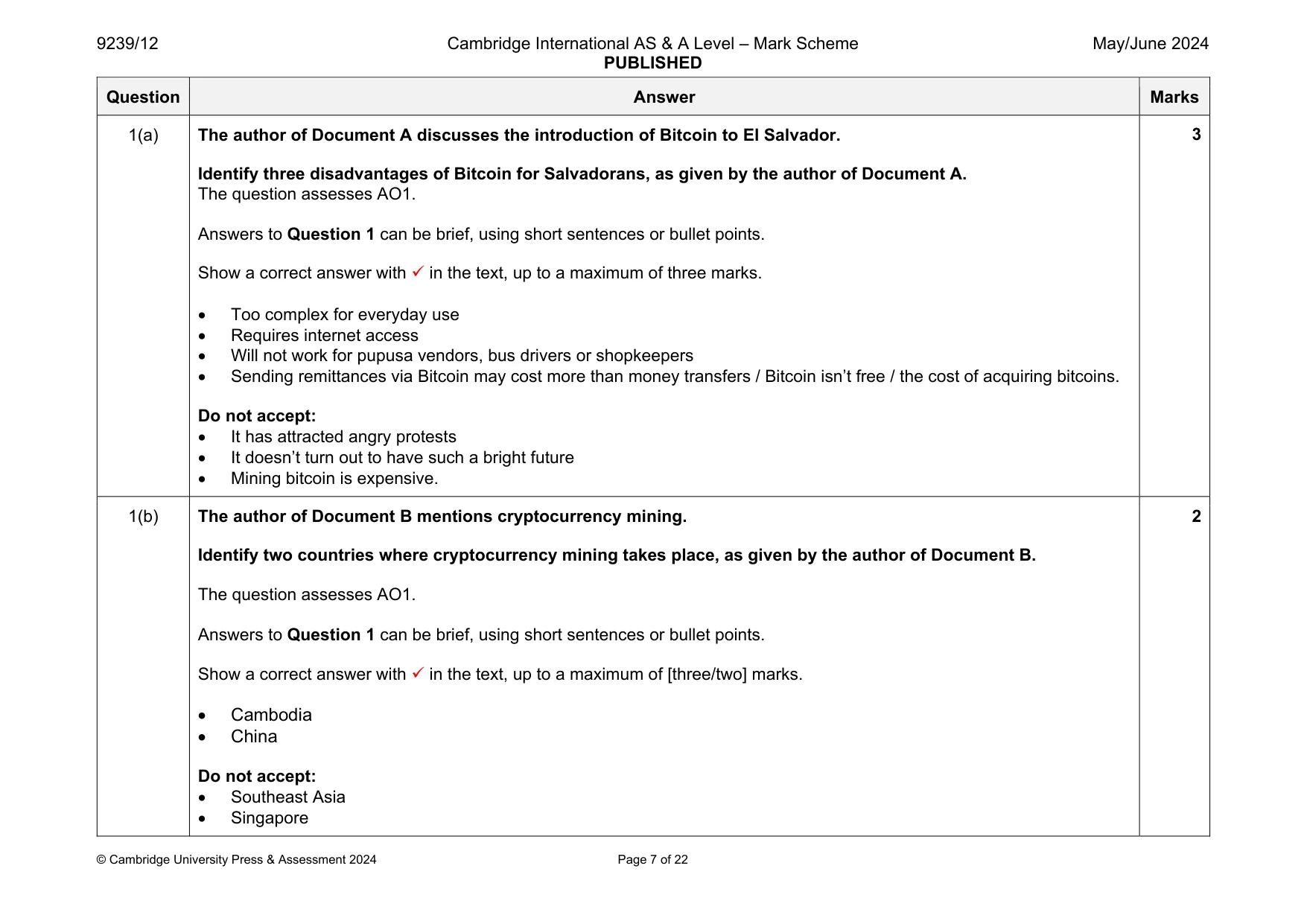 Mark scheme, page 7 of 22