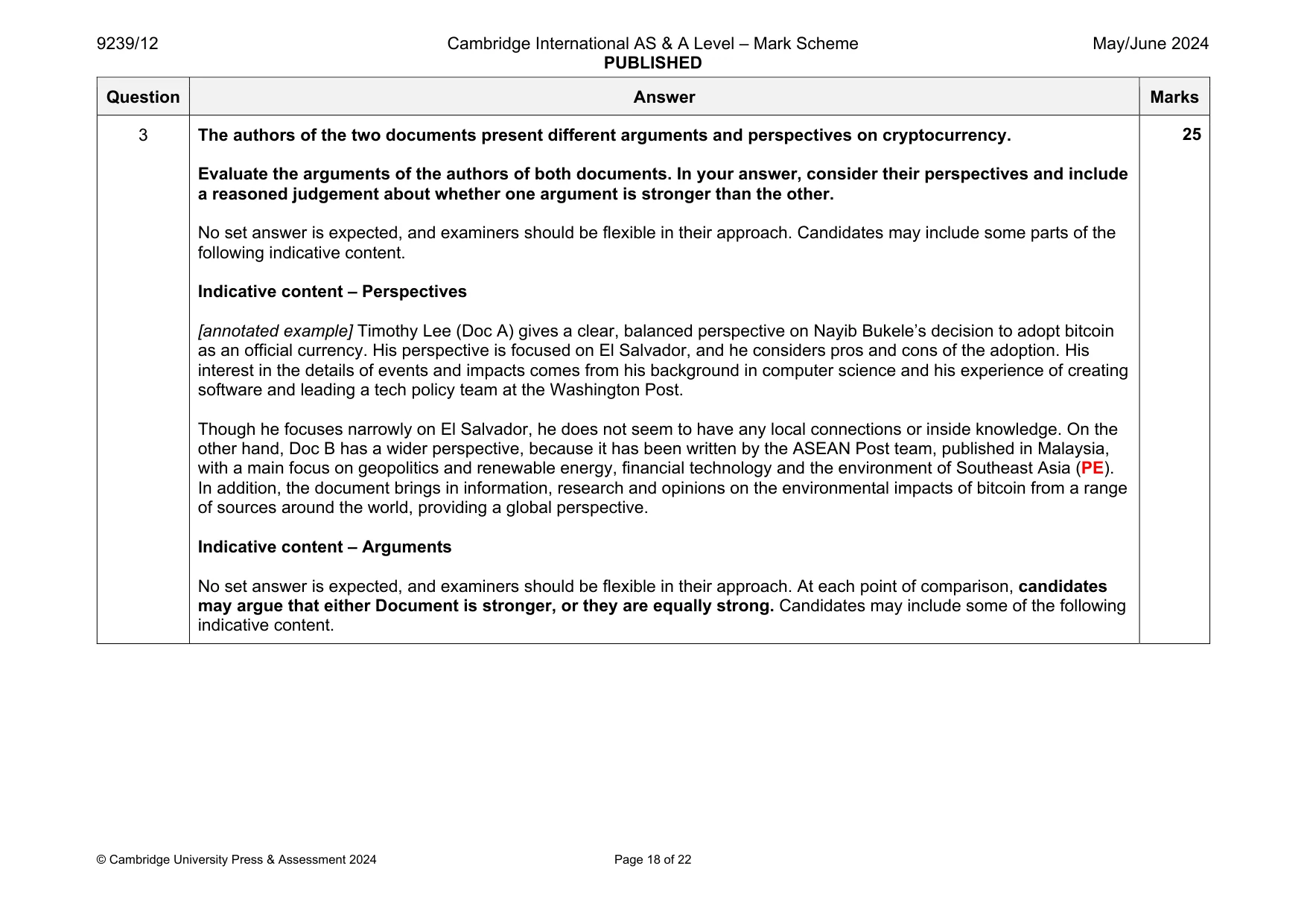 Mark scheme, page 18 of 22