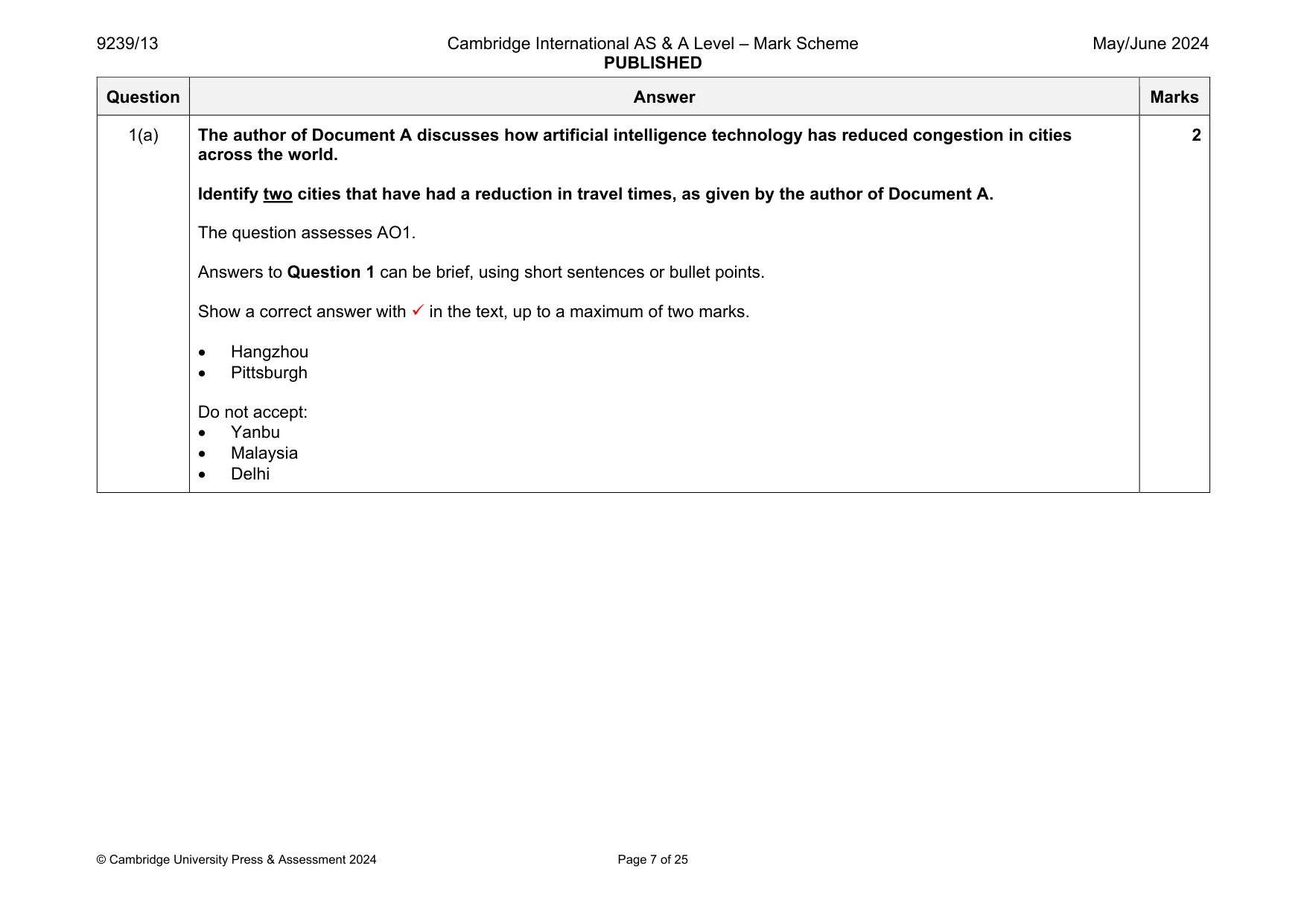 Mark scheme, page 7 of 25