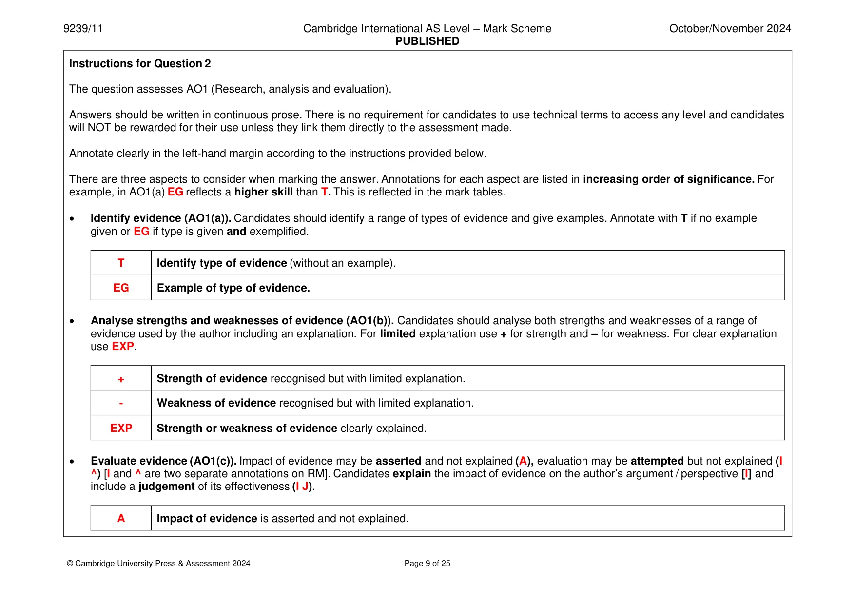 Mark scheme, page 9 of 25