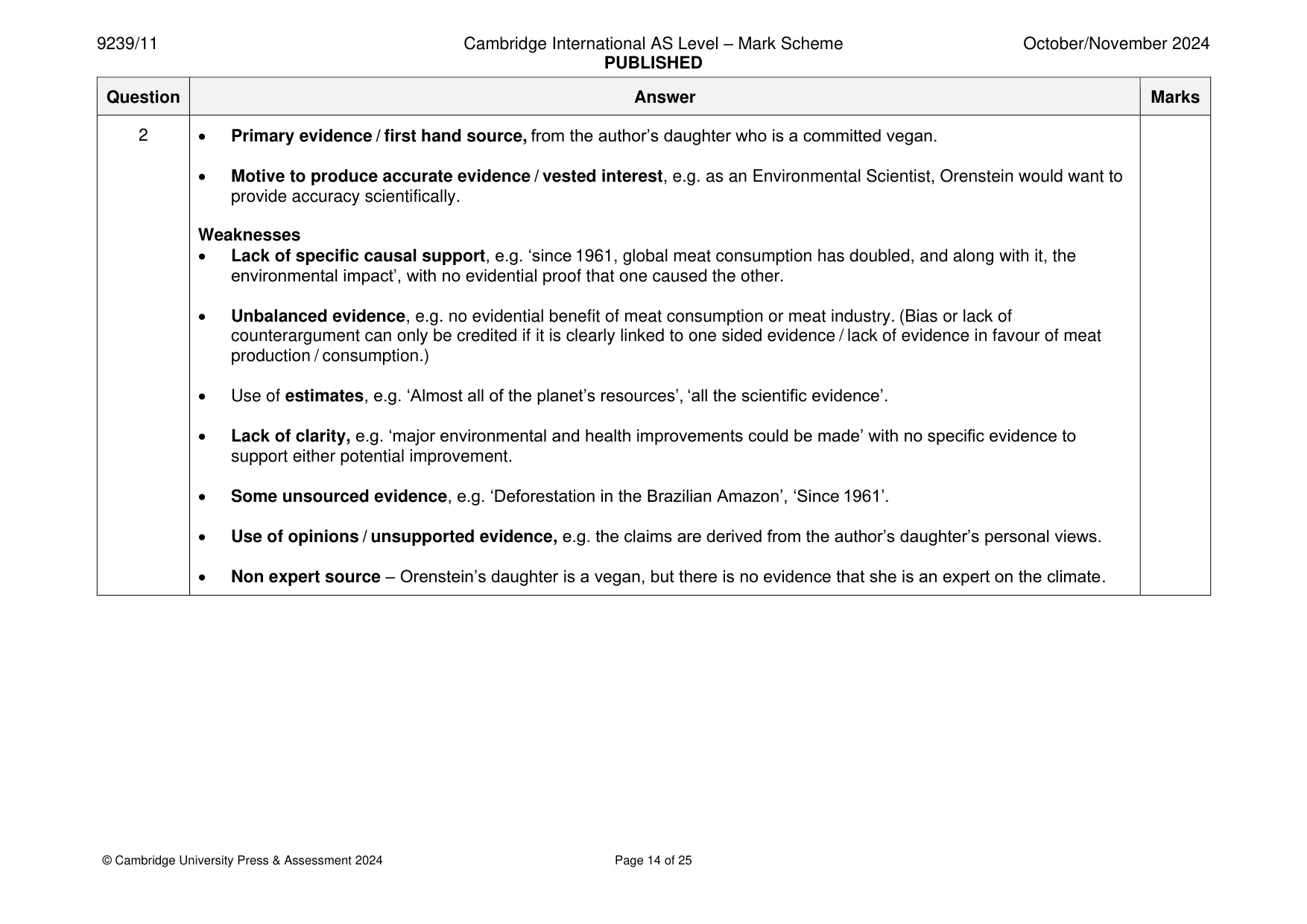 Mark scheme, page 14 of 25