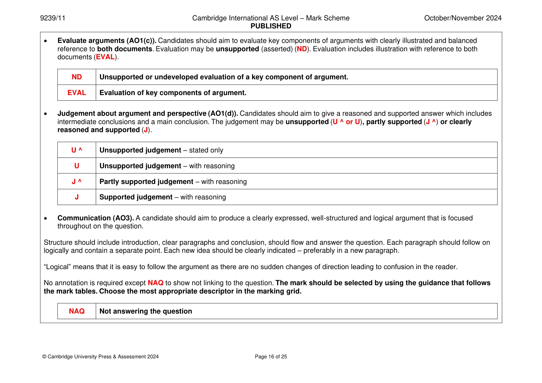 Mark scheme, page 16 of 25