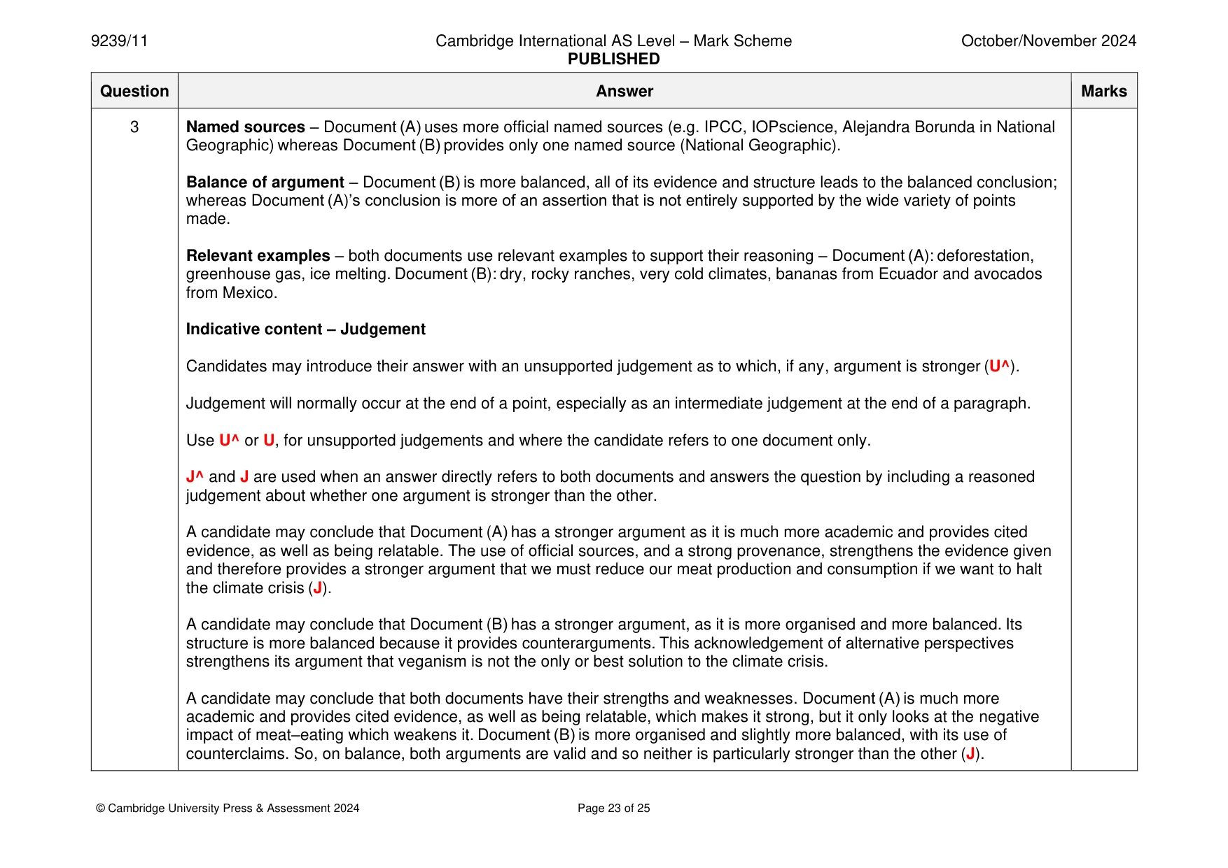 Mark scheme, page 23 of 25
