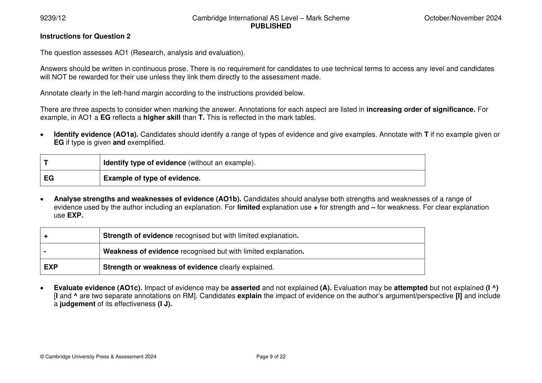Mark scheme, page 9 of 22