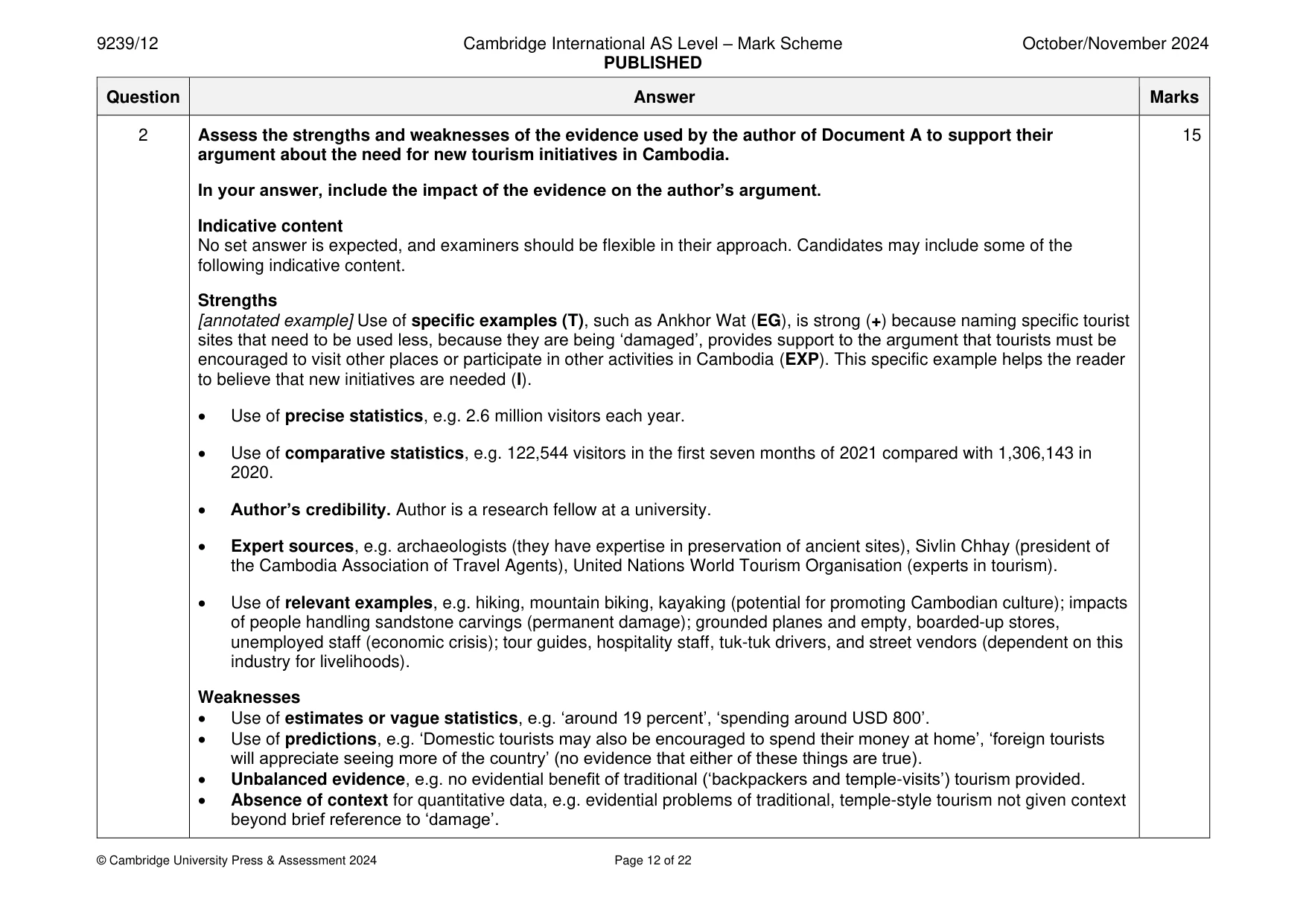Mark scheme, page 12 of 22