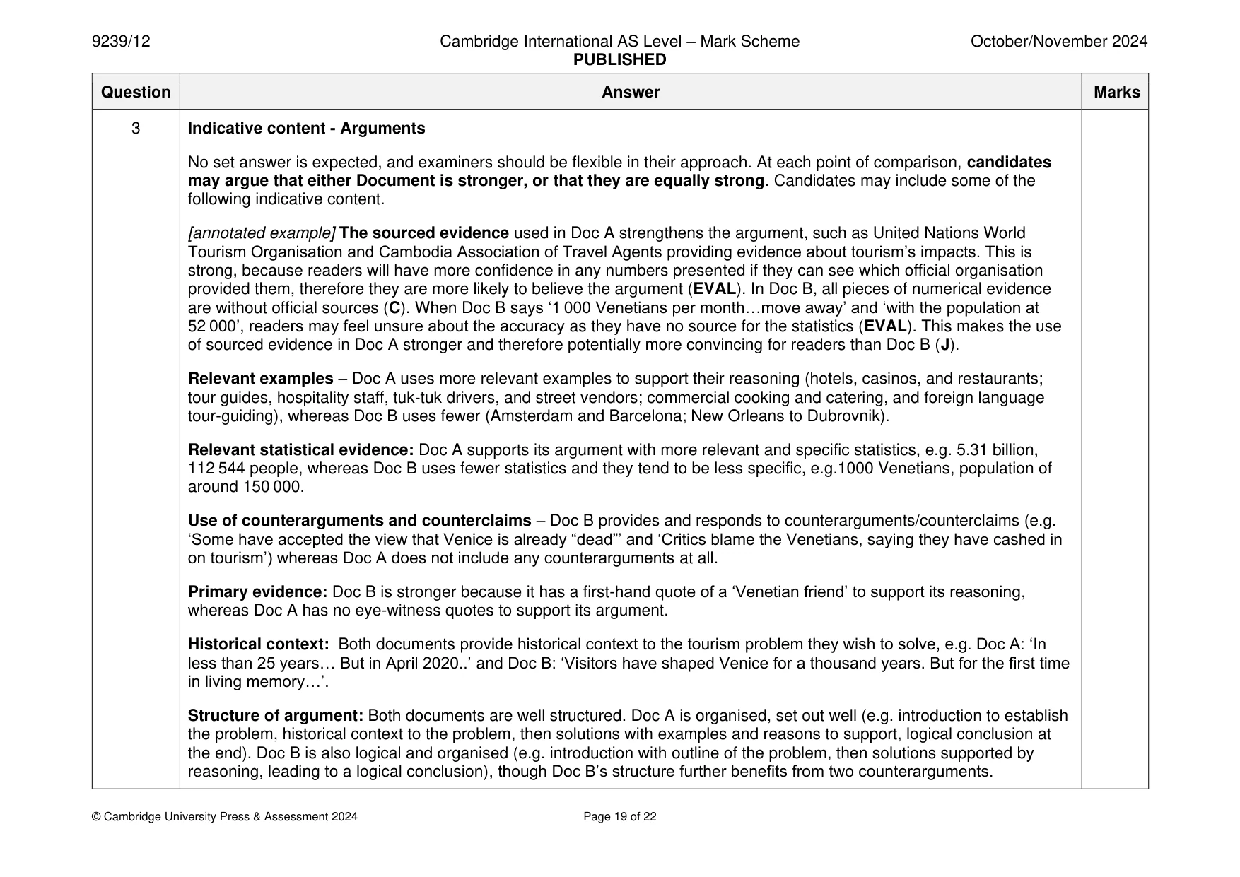 Mark scheme, page 19 of 22