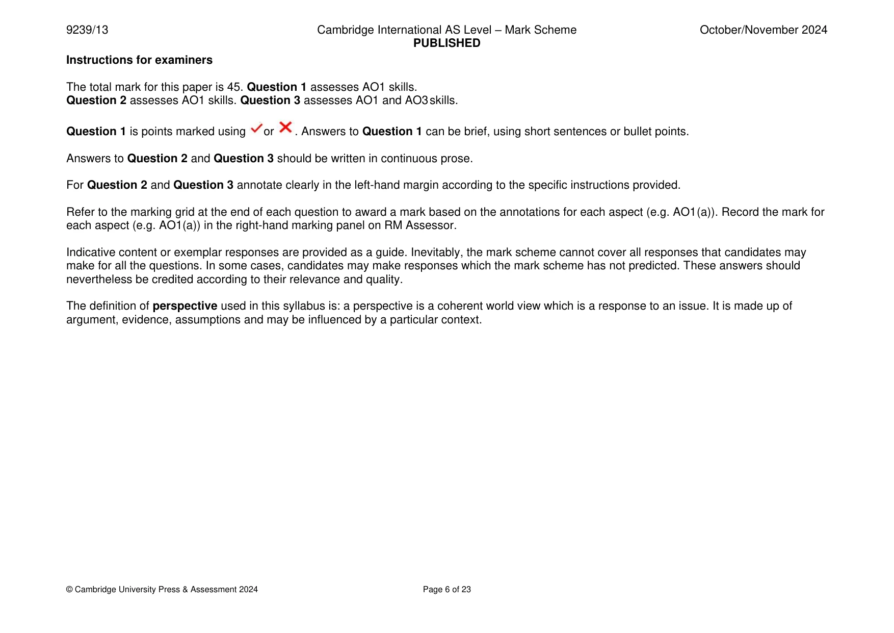 Mark scheme, page 6 of 23