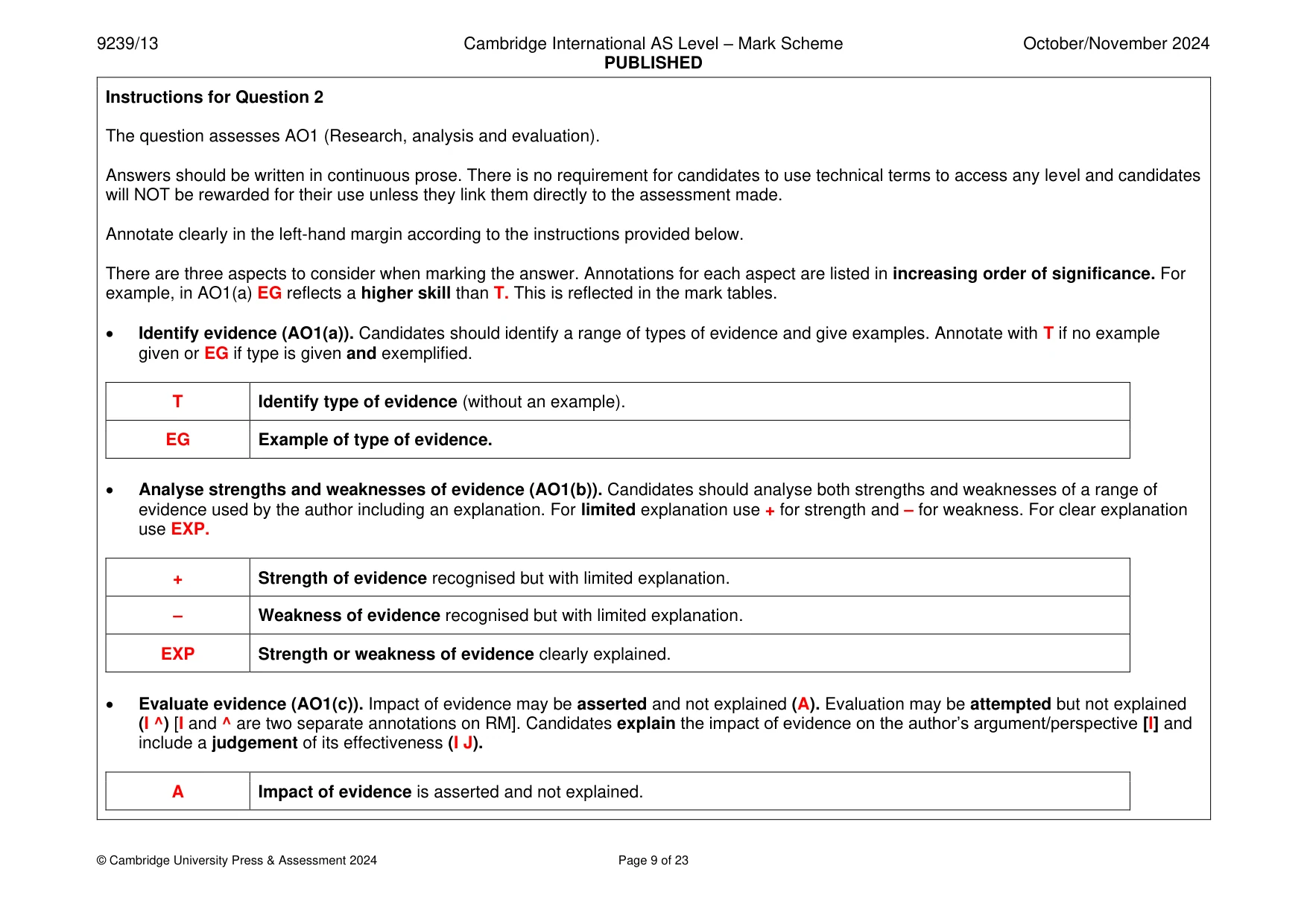 Mark scheme, page 9 of 23