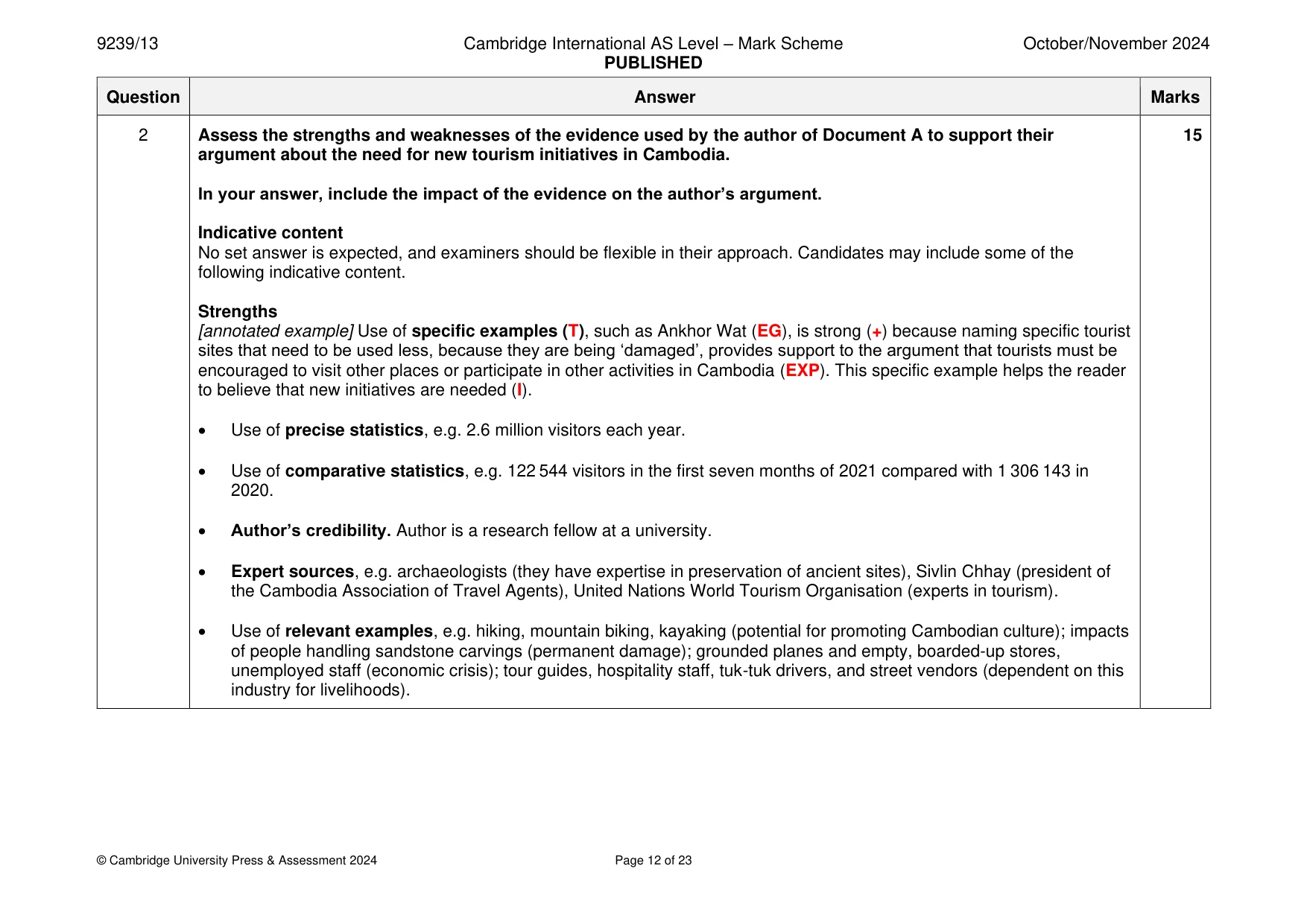 Mark scheme, page 12 of 23