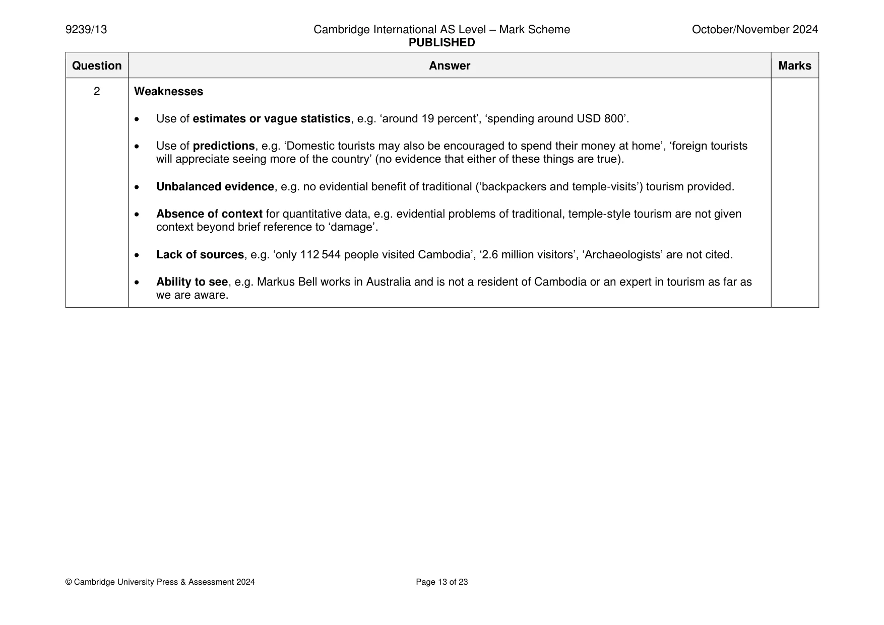 Mark scheme, page 13 of 23