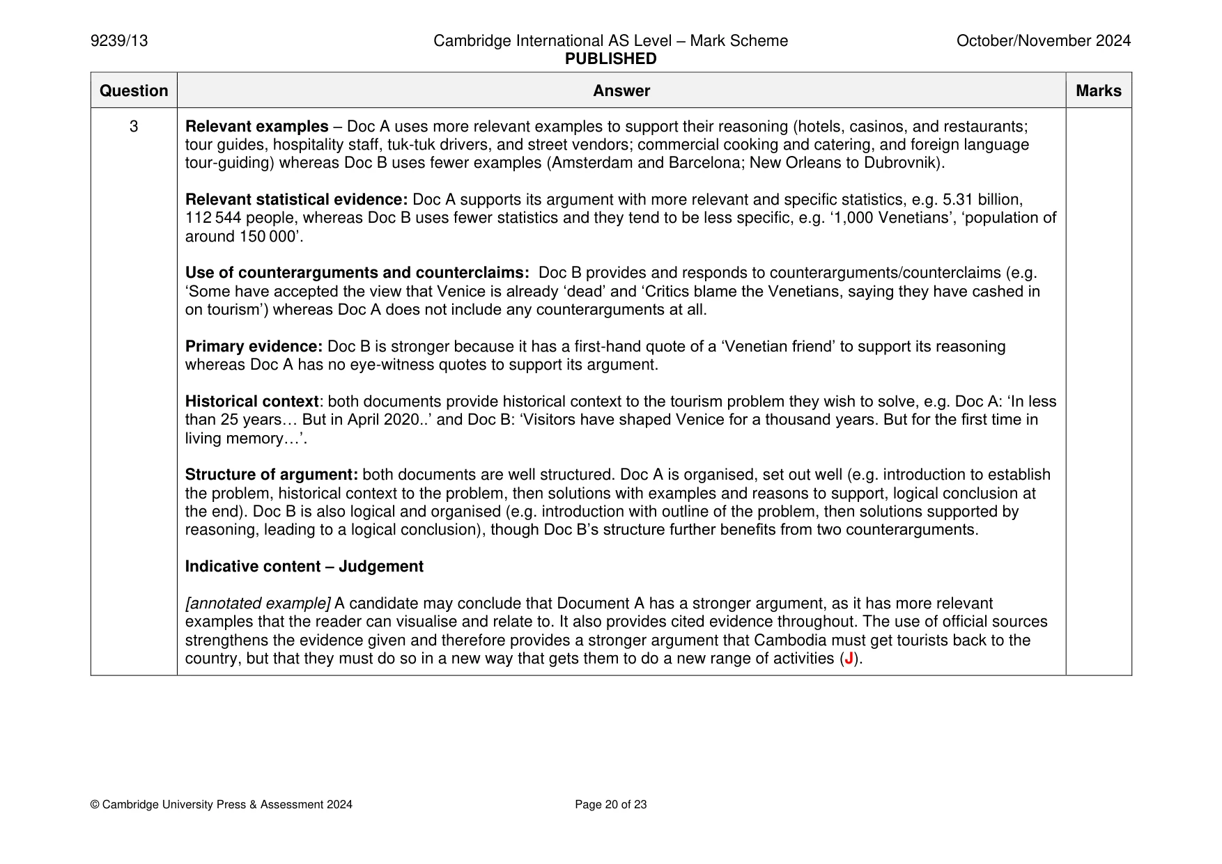 Mark scheme, page 20 of 23