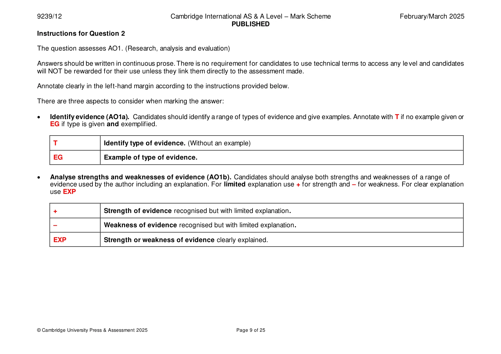 Mark scheme, page 9 of 25
