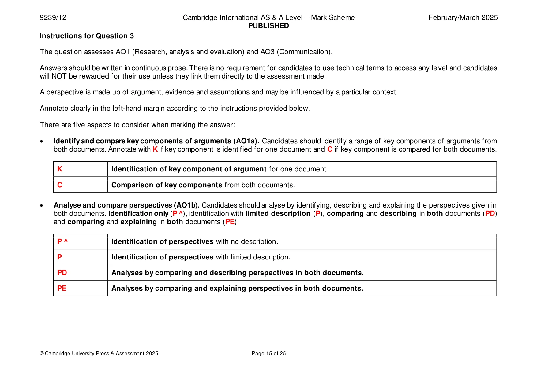 Mark scheme, page 15 of 25