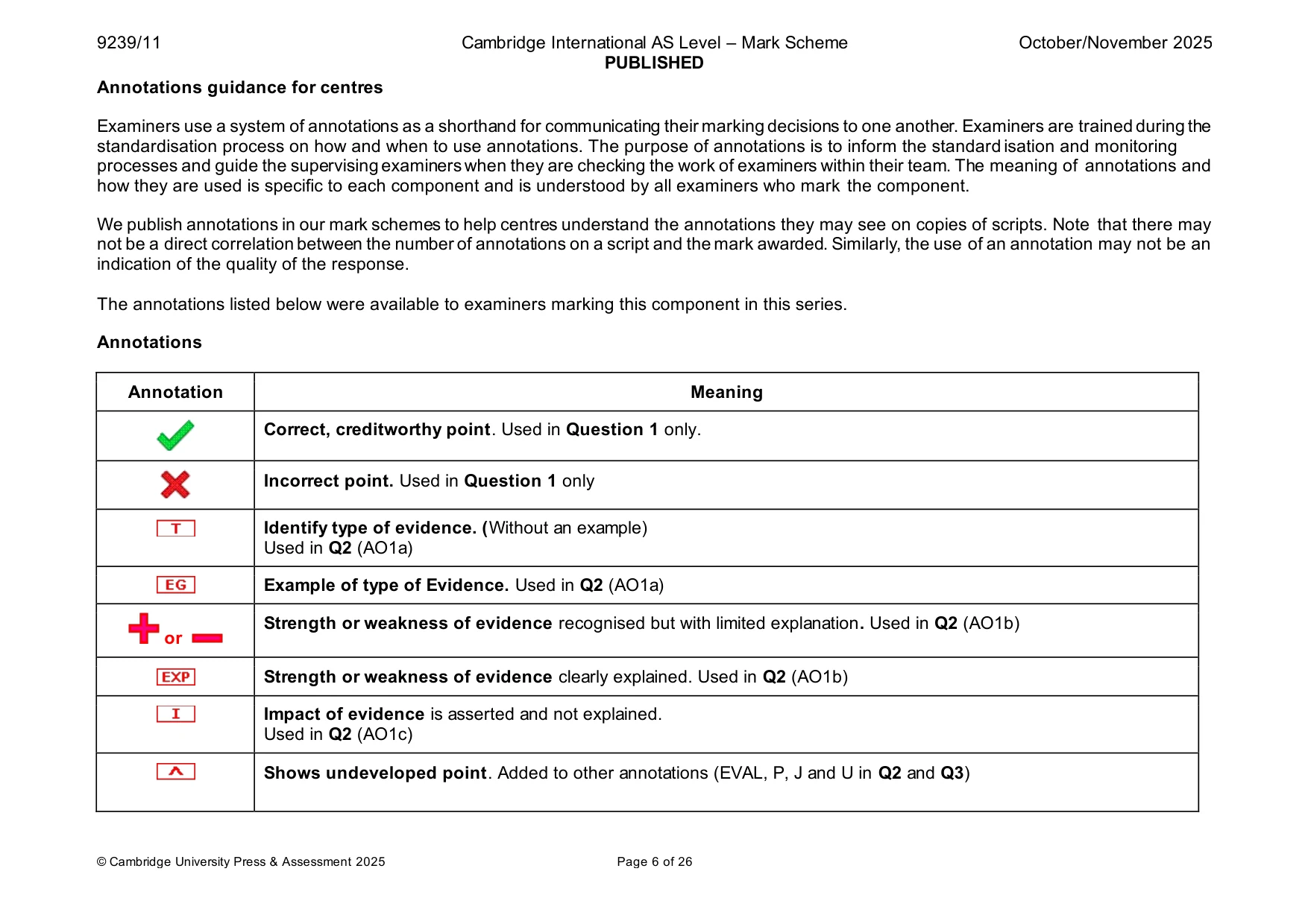 Mark scheme, page 6 of 26