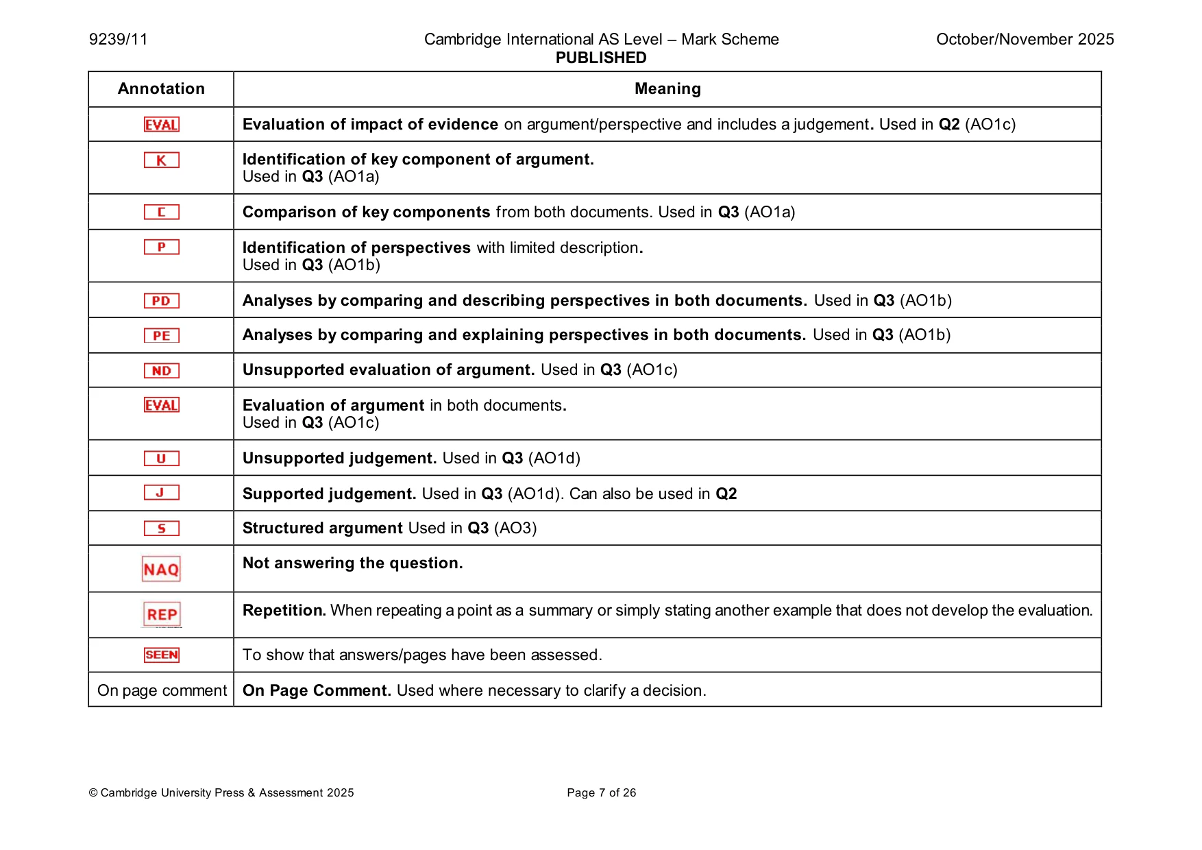 Mark scheme, page 7 of 26