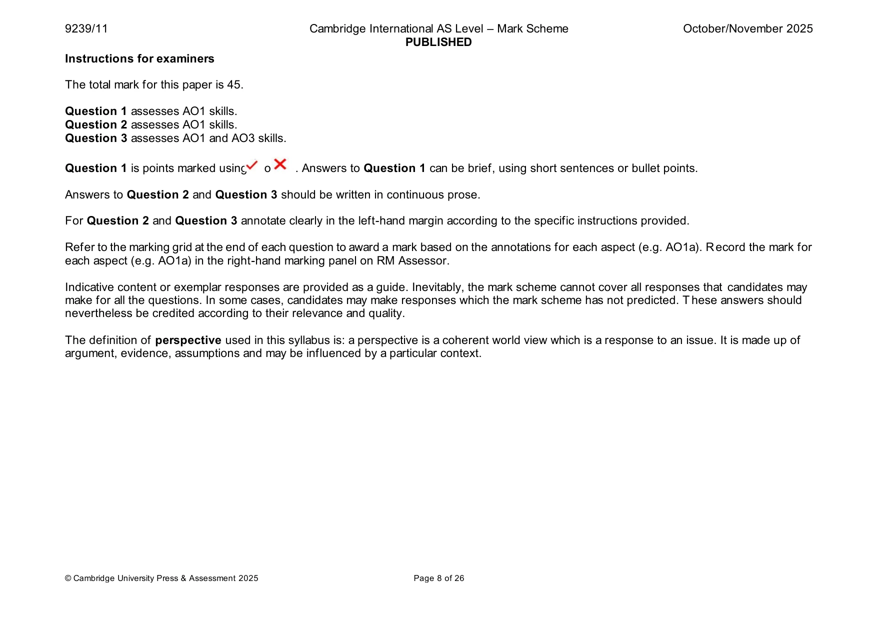 Mark scheme, page 8 of 26