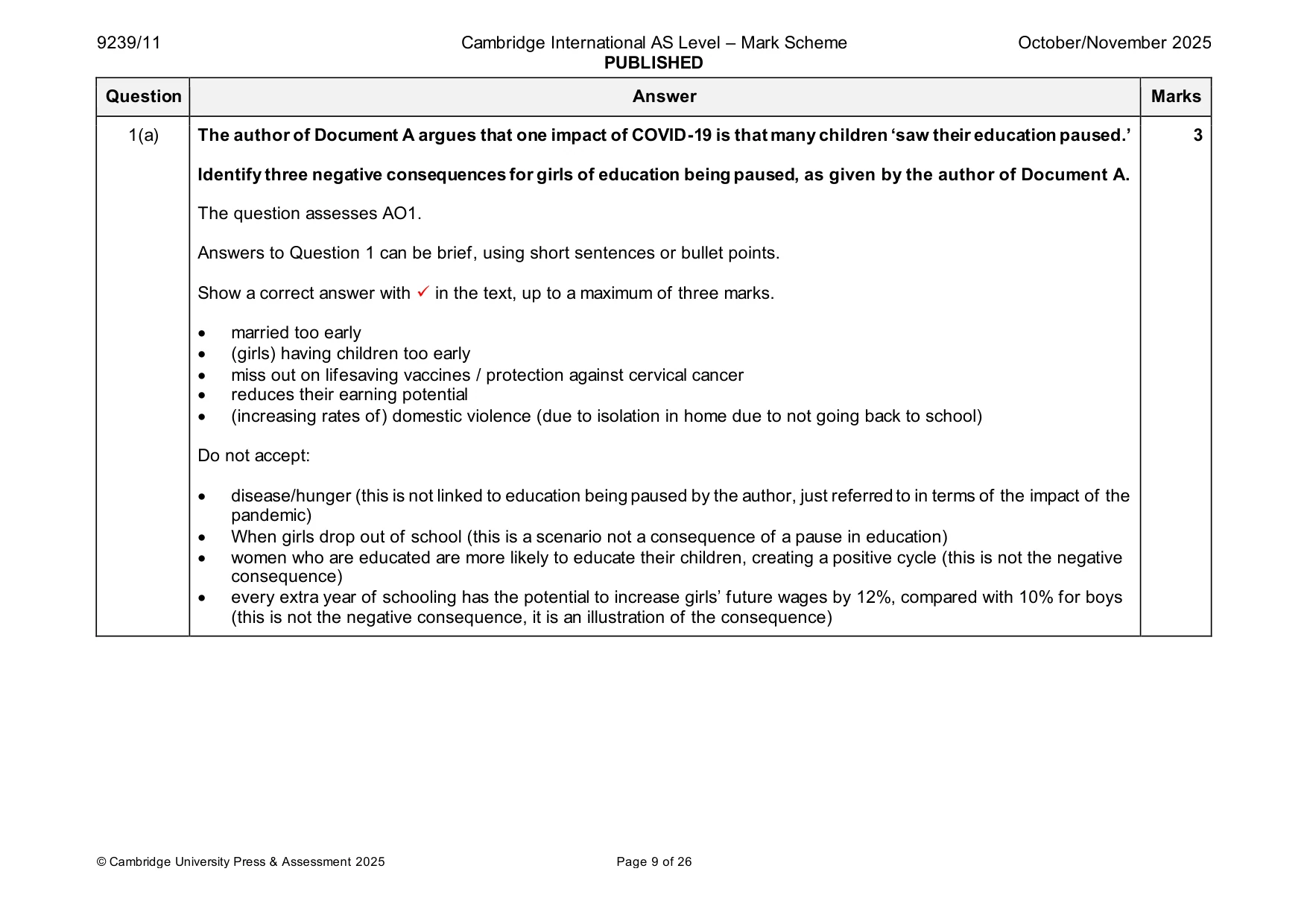 Mark scheme, page 9 of 26