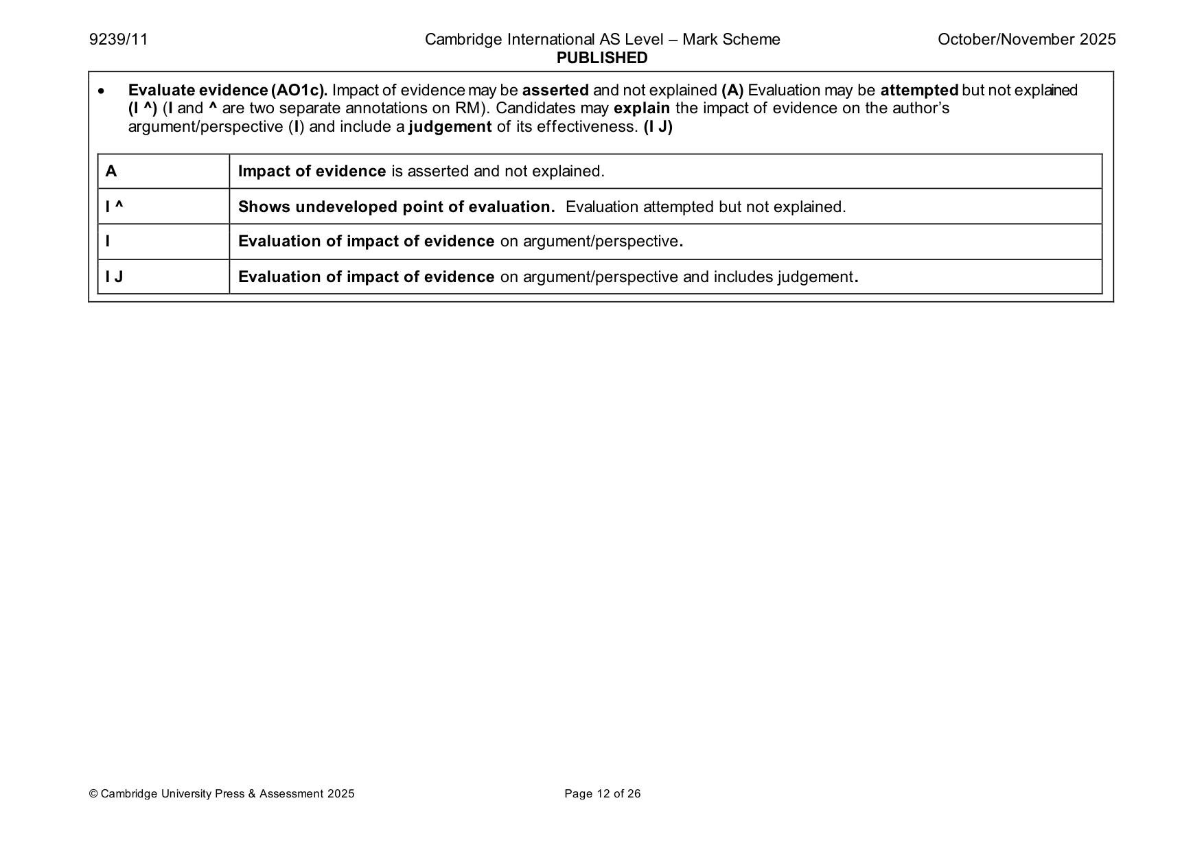 Mark scheme, page 12 of 26