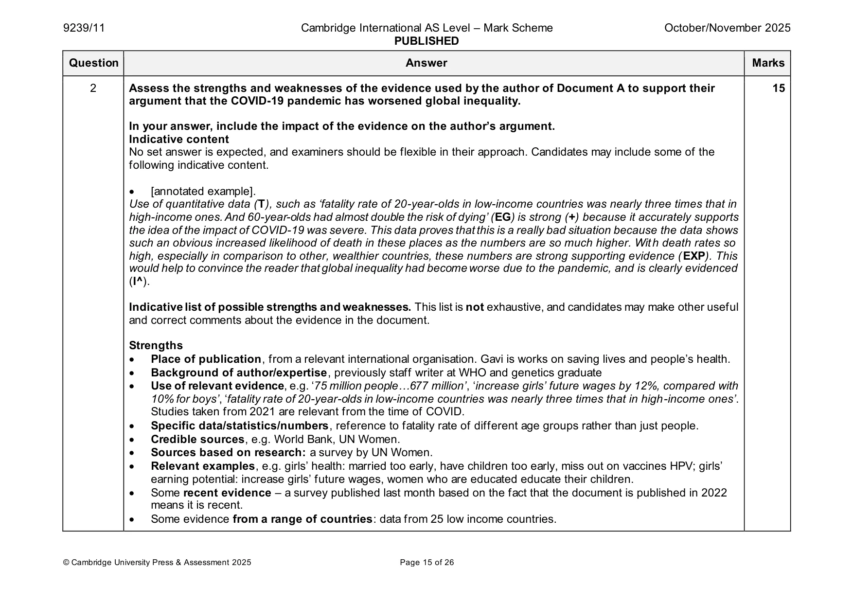 Mark scheme, page 15 of 26
