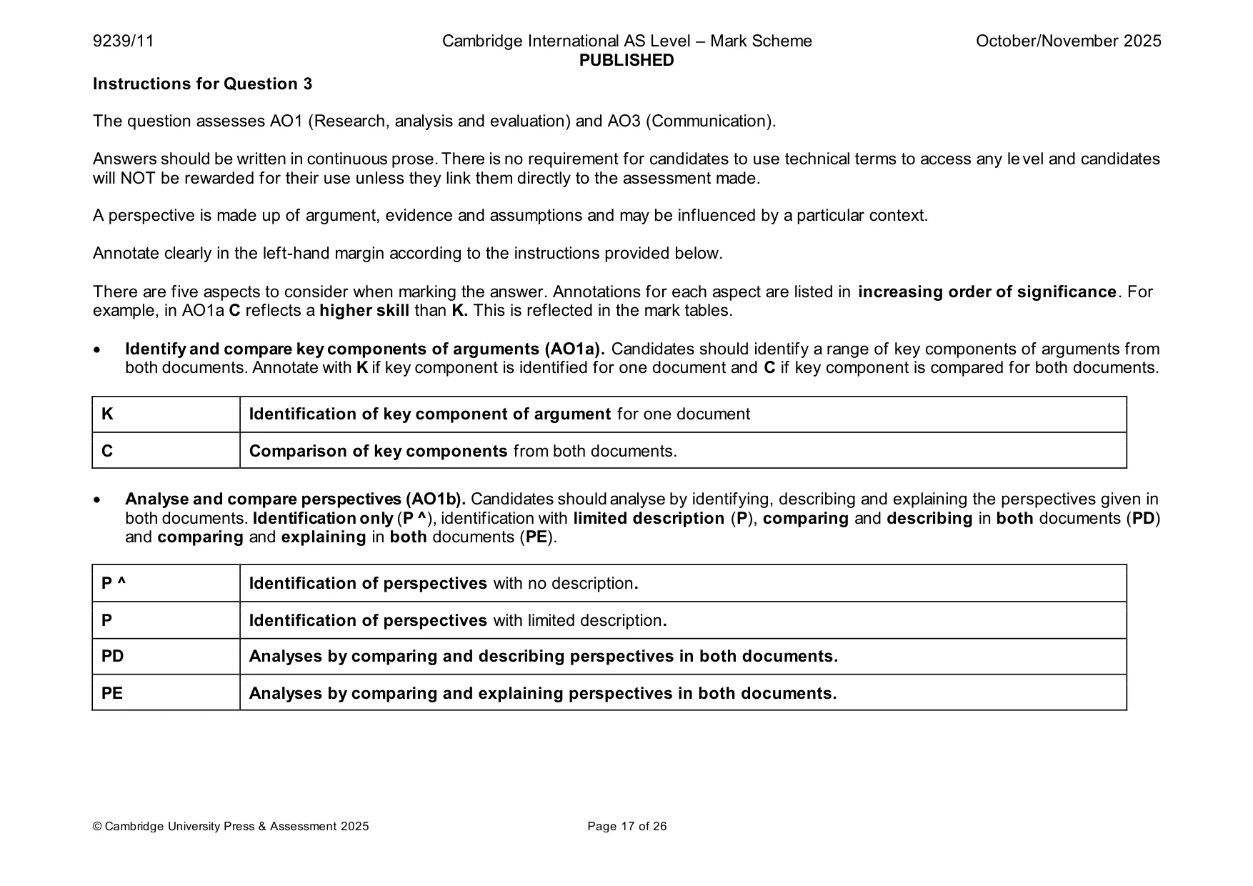 Mark scheme, page 17 of 26