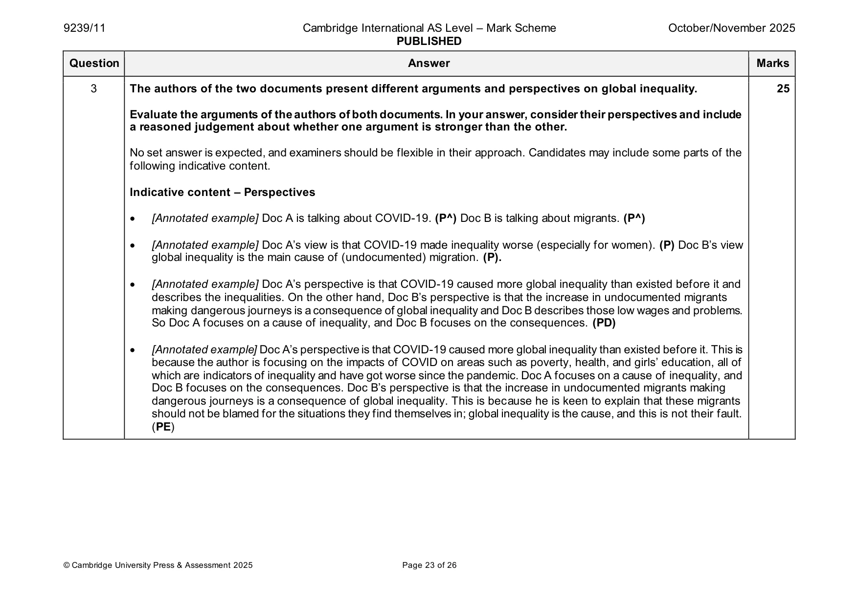 Mark scheme, page 23 of 26