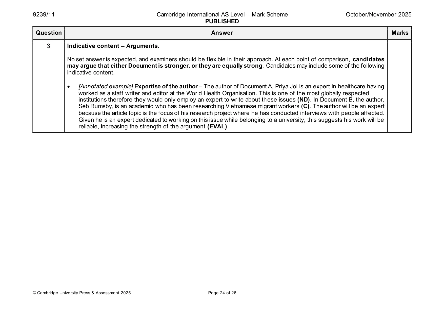 Mark scheme, page 24 of 26