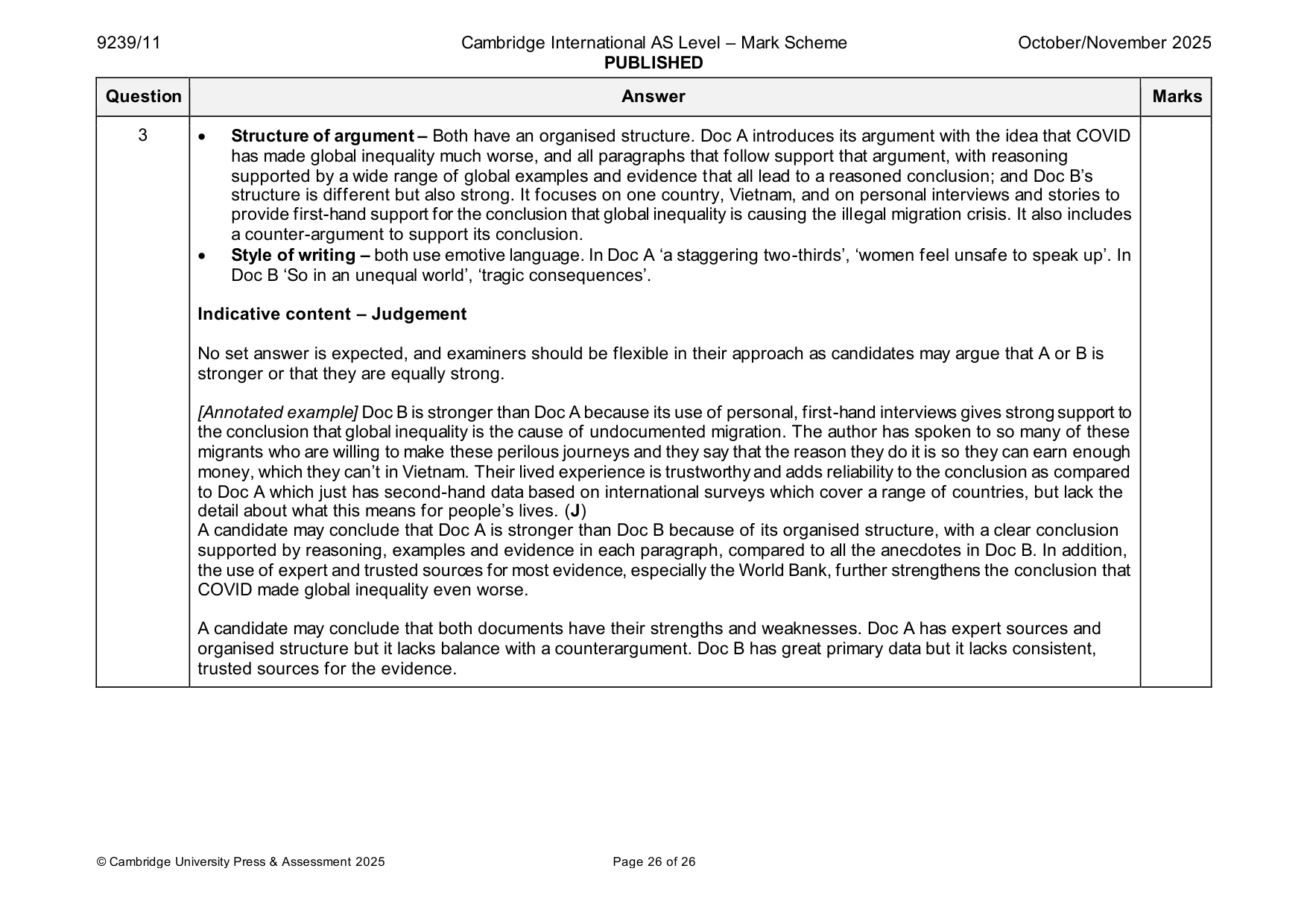 Mark scheme, page 26 of 26