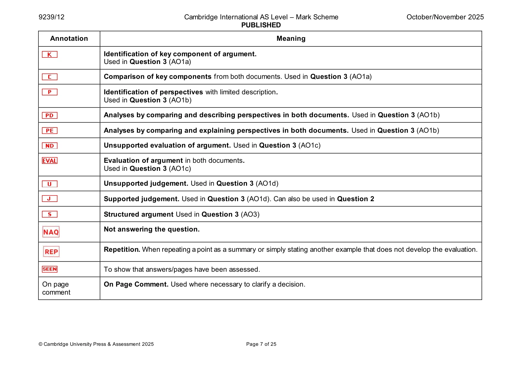 Mark scheme, page 7 of 25