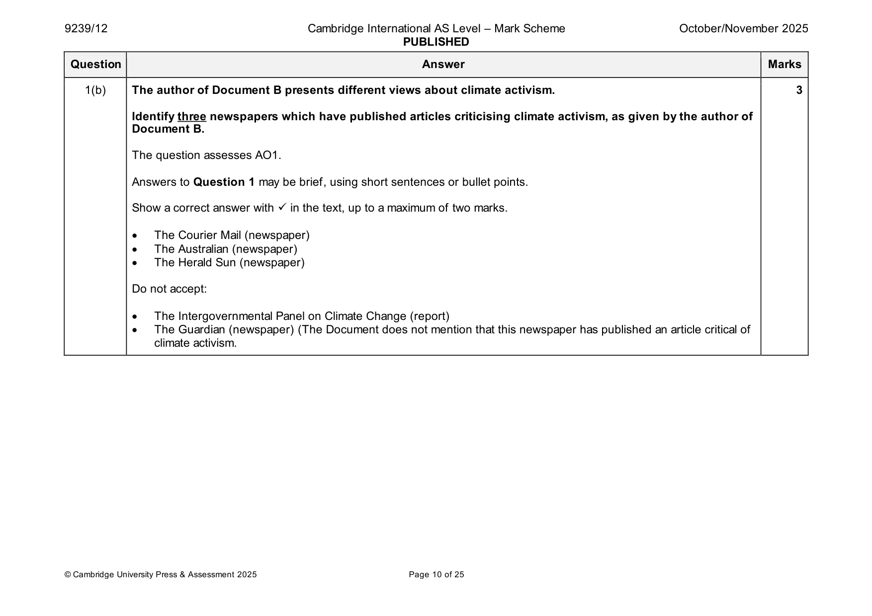 Mark scheme, page 10 of 25