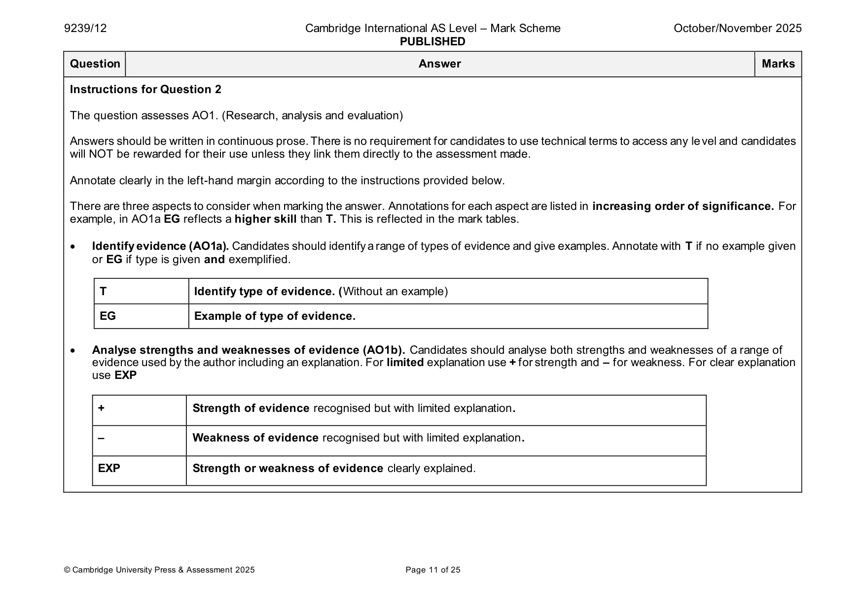 Mark scheme, page 11 of 25