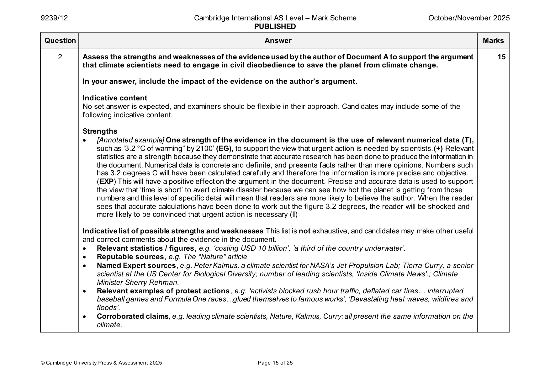 Mark scheme, page 15 of 25
