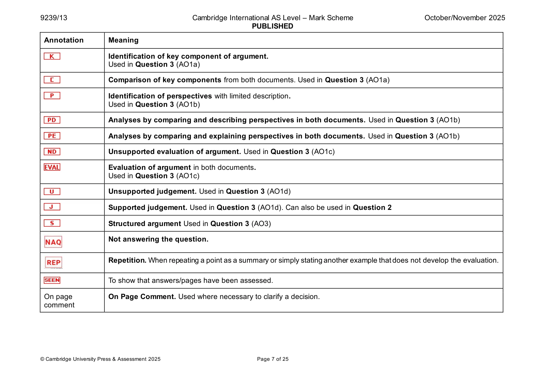Mark scheme, page 7 of 25