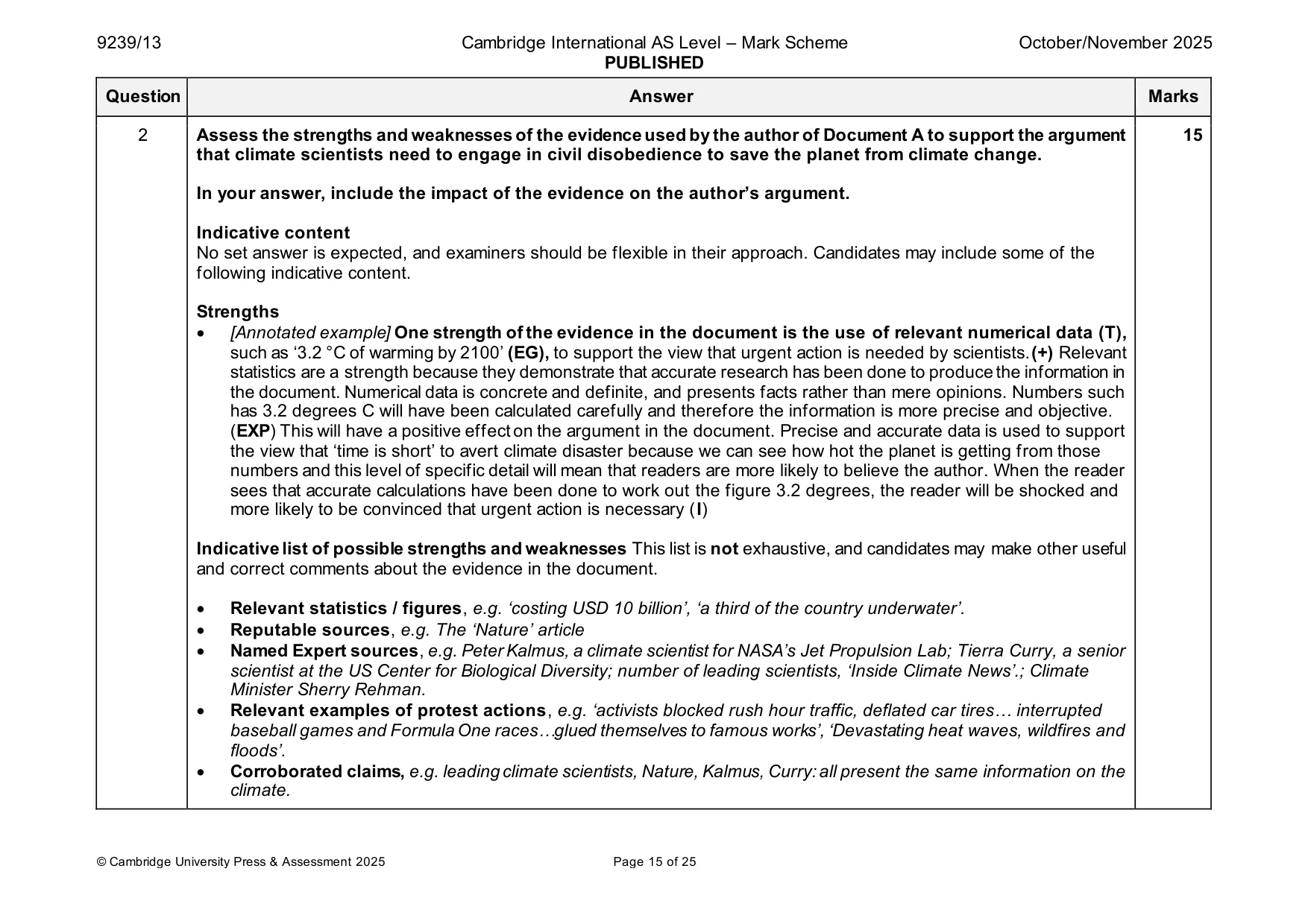 Mark scheme, page 15 of 25