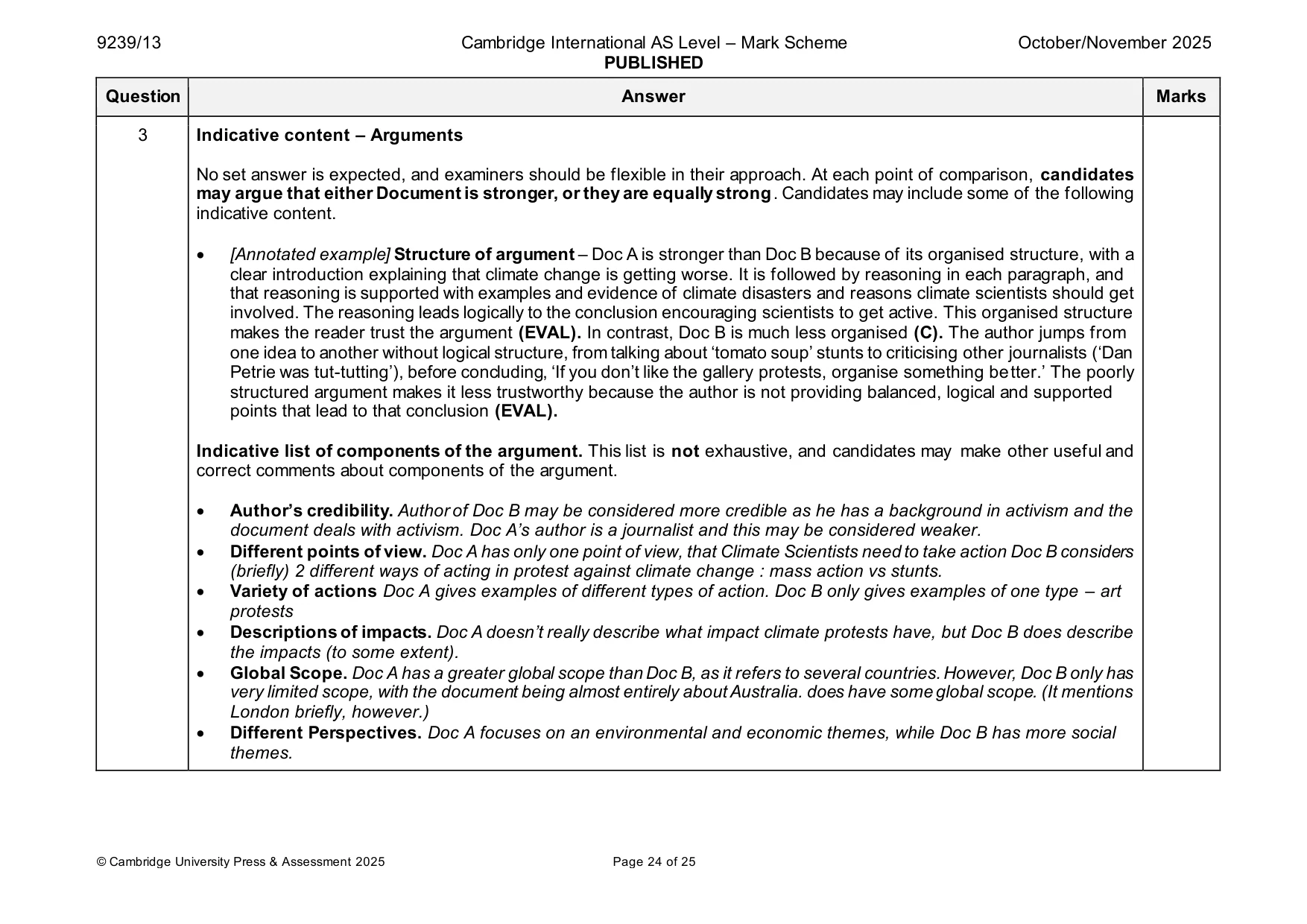 Mark scheme, page 24 of 25