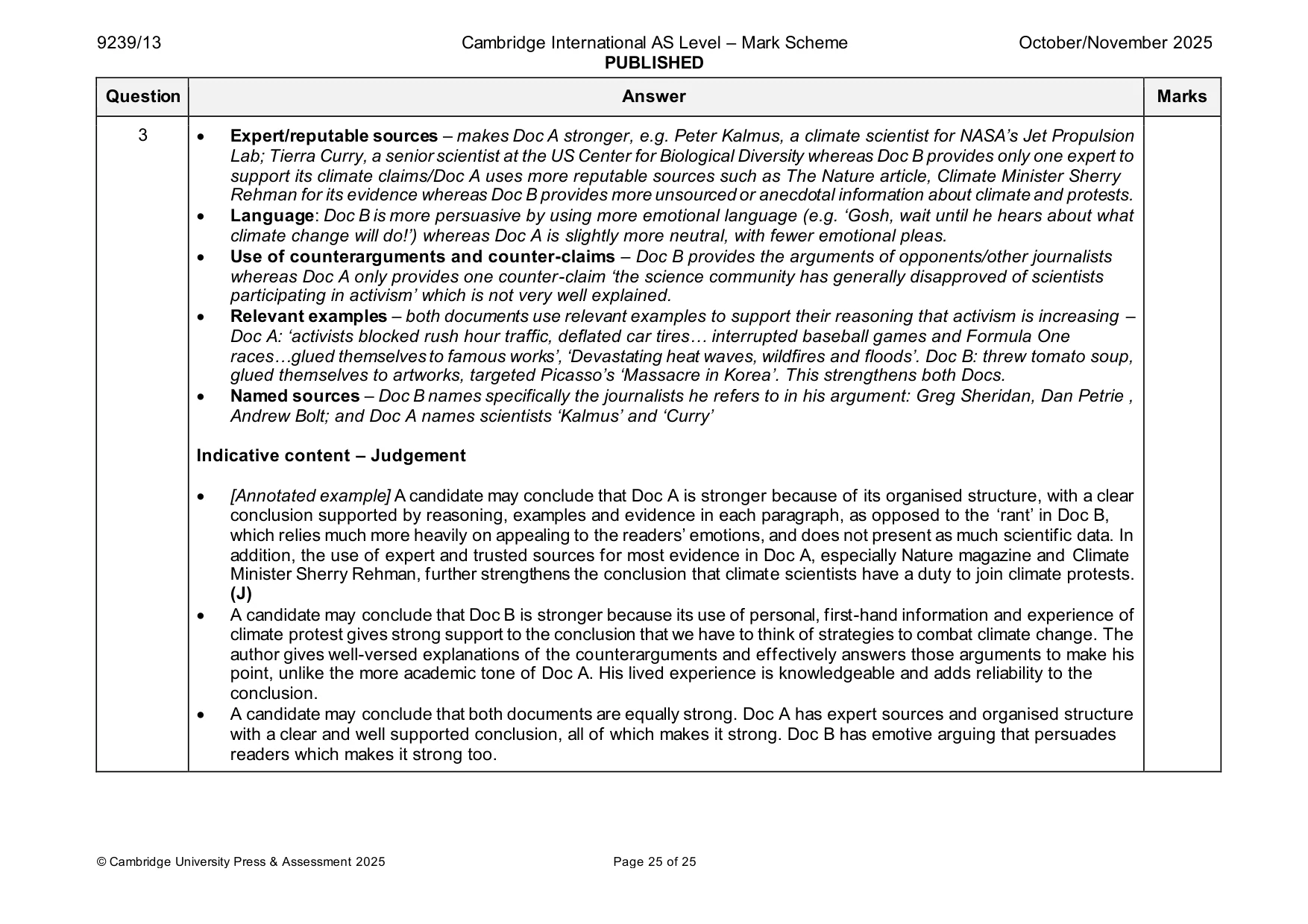 Mark scheme, page 25 of 25