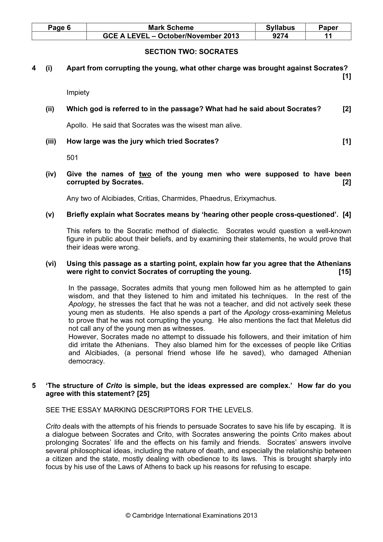 Mark scheme, page 6 of 11