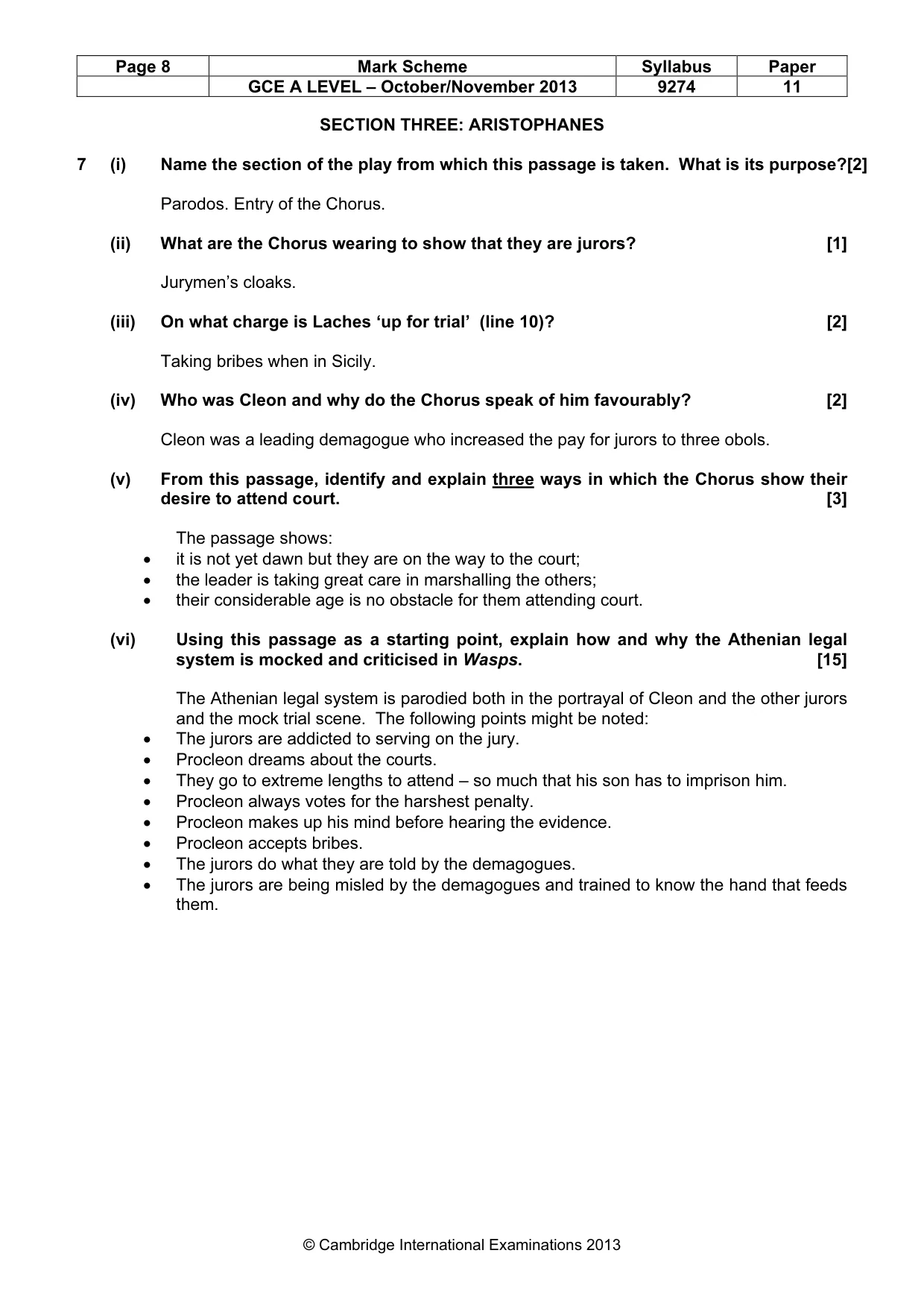 Mark scheme, page 8 of 11