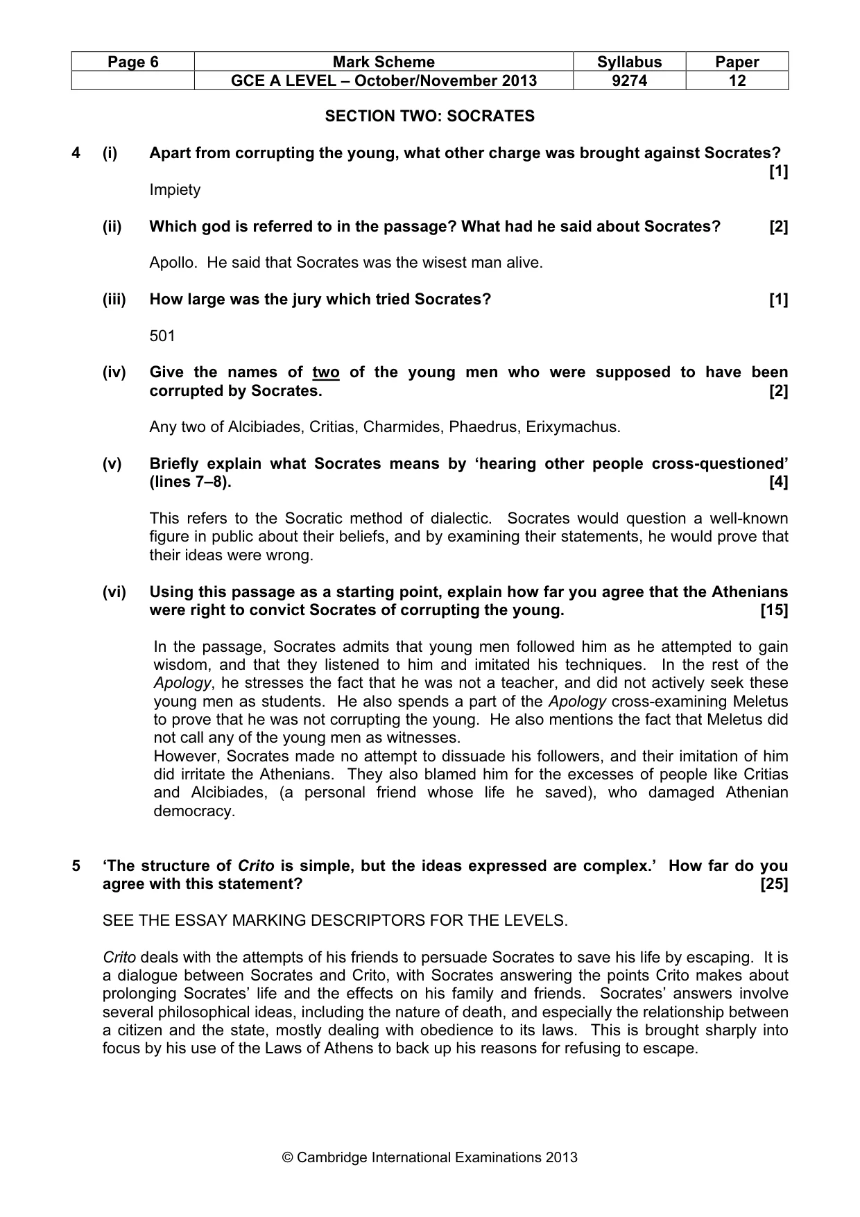 Mark scheme, page 6 of 11
