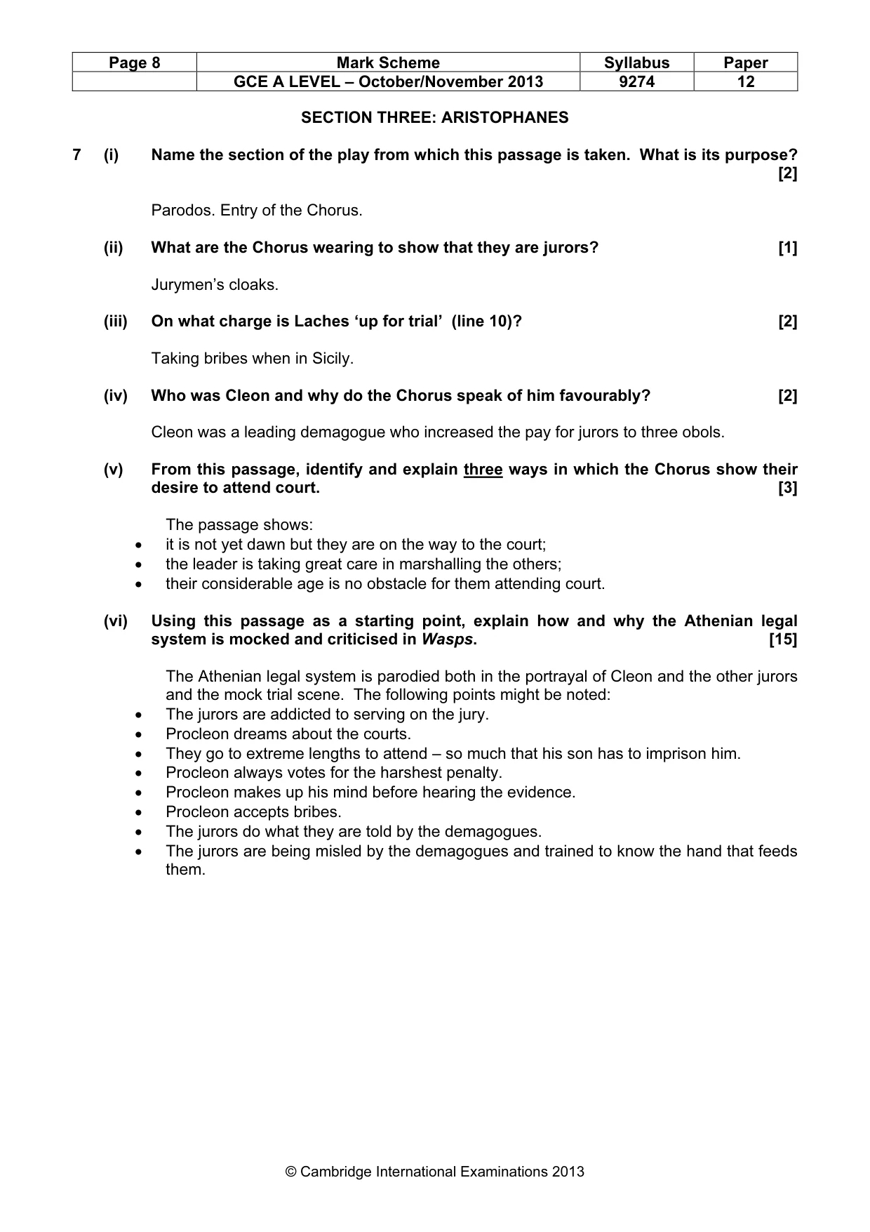 Mark scheme, page 8 of 11