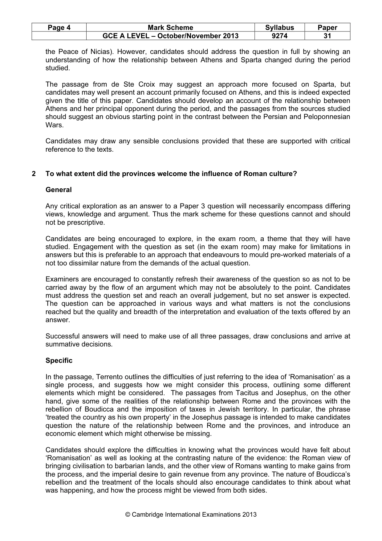 Mark scheme, page 4 of 5