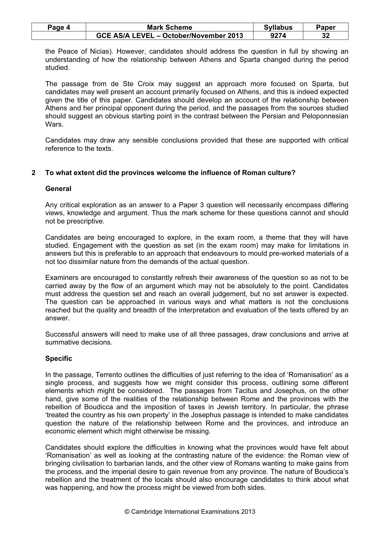 Mark scheme, page 4 of 5