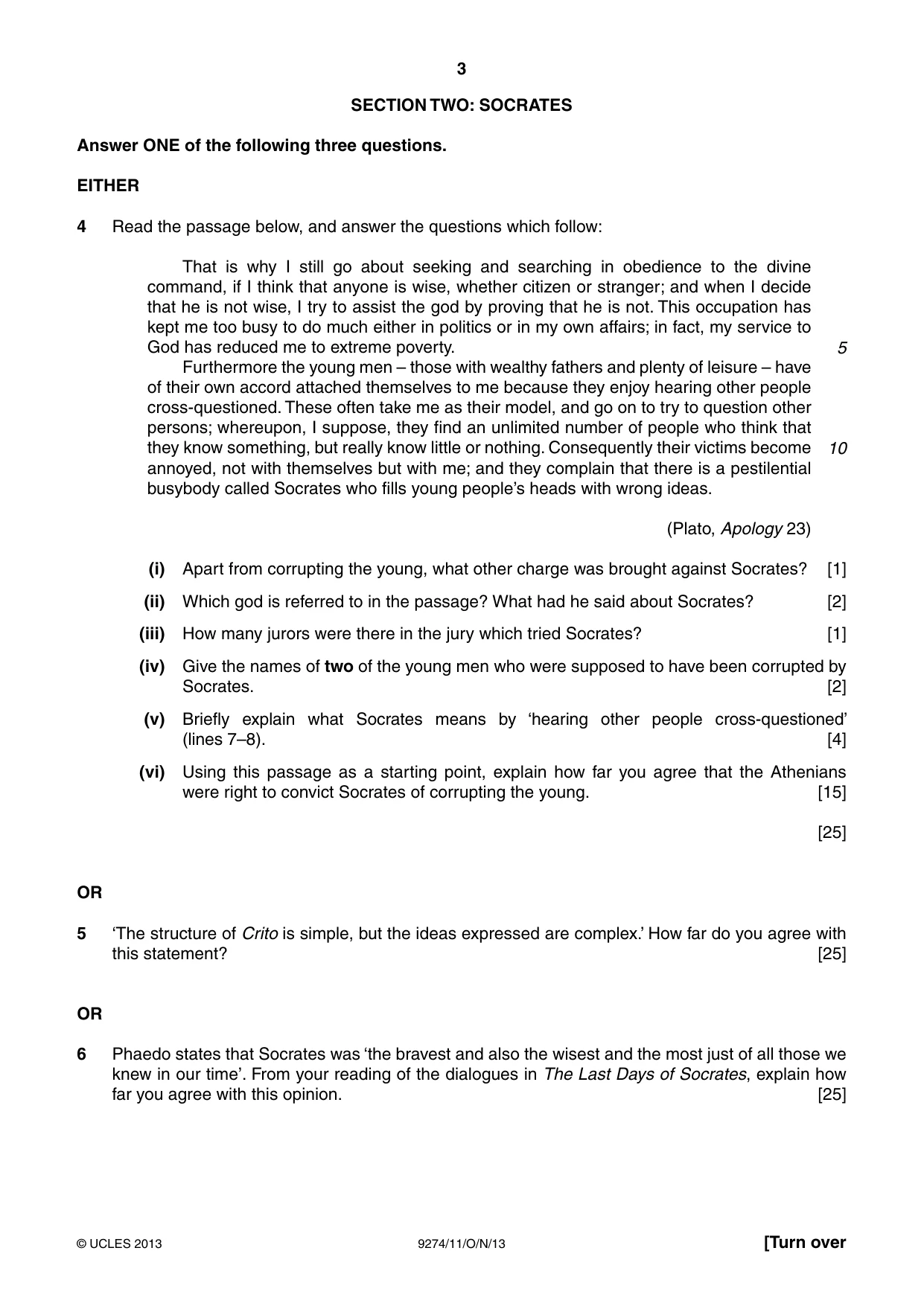 Cambridge A Level Classical Studies 9274 2013 Oct/Nov Paper 1 · Variant 1 question paper, page 3 of 8