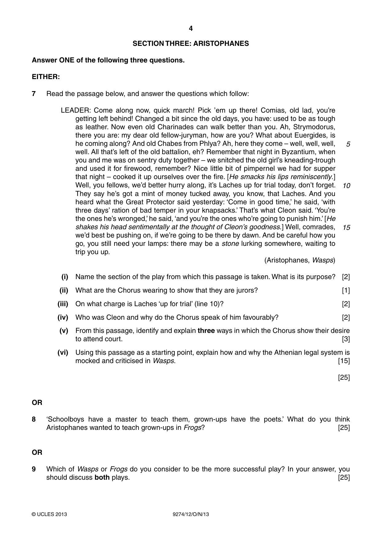Cambridge A Level Classical Studies 9274 2013 Oct/Nov Paper 1 · Variant 2 question paper, page 4 of 8