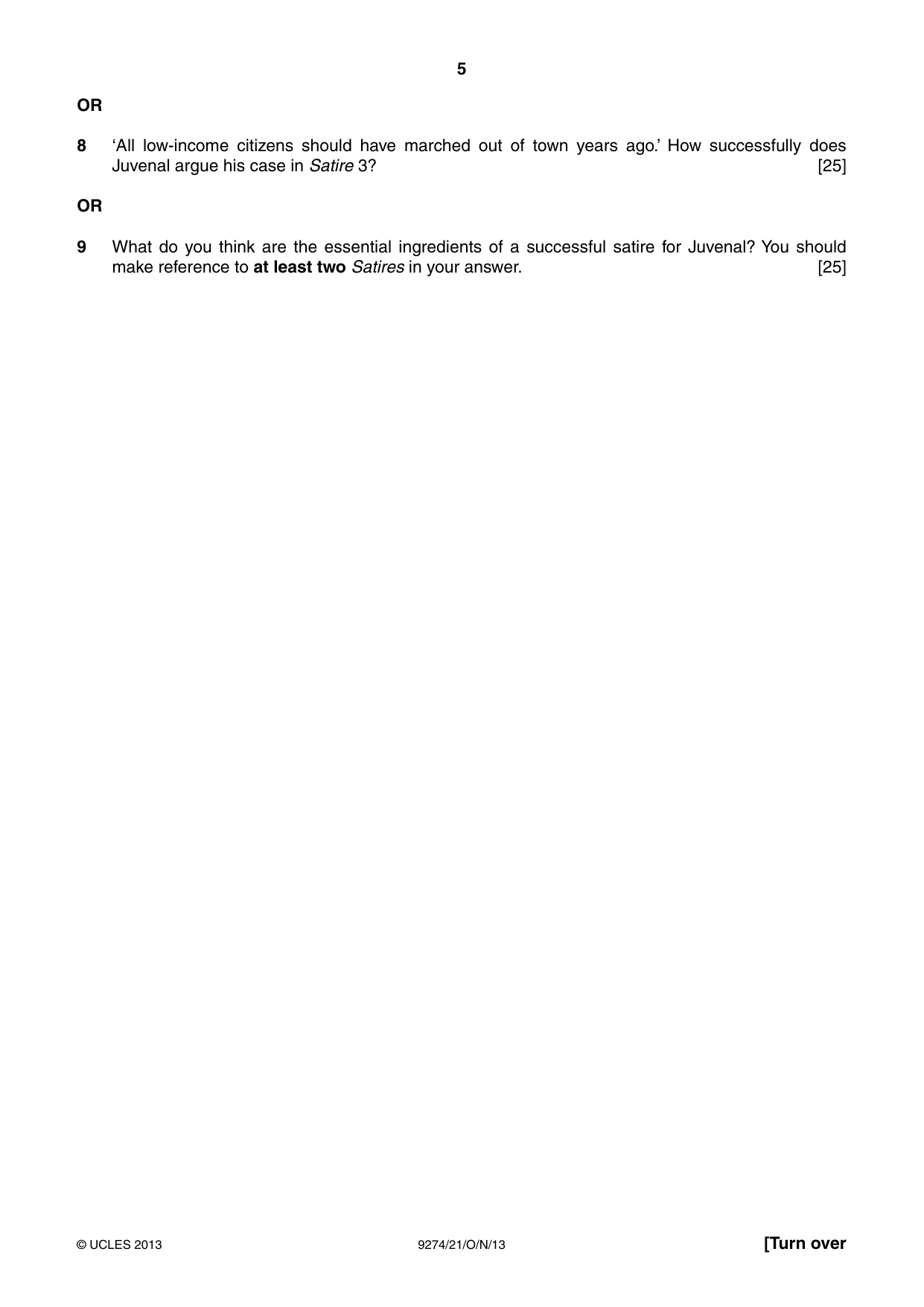 Cambridge A Level Classical Studies 9274 2013 Oct/Nov Paper 2 · Variant 1 question paper, page 5 of 8