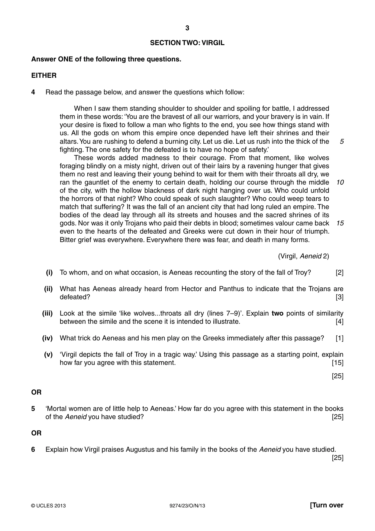 Cambridge A Level Classical Studies 9274 2013 Oct/Nov Paper 2 · Variant 3 question paper, page 3 of 8
