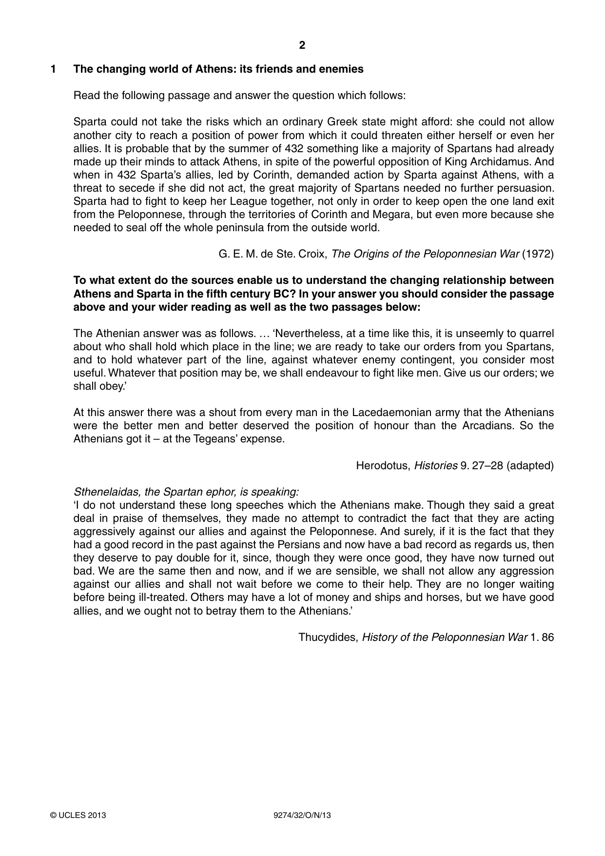 Cambridge A Level Classical Studies 9274 2013 Oct/Nov Paper 3 · Variant 2 question paper, page 2 of 4