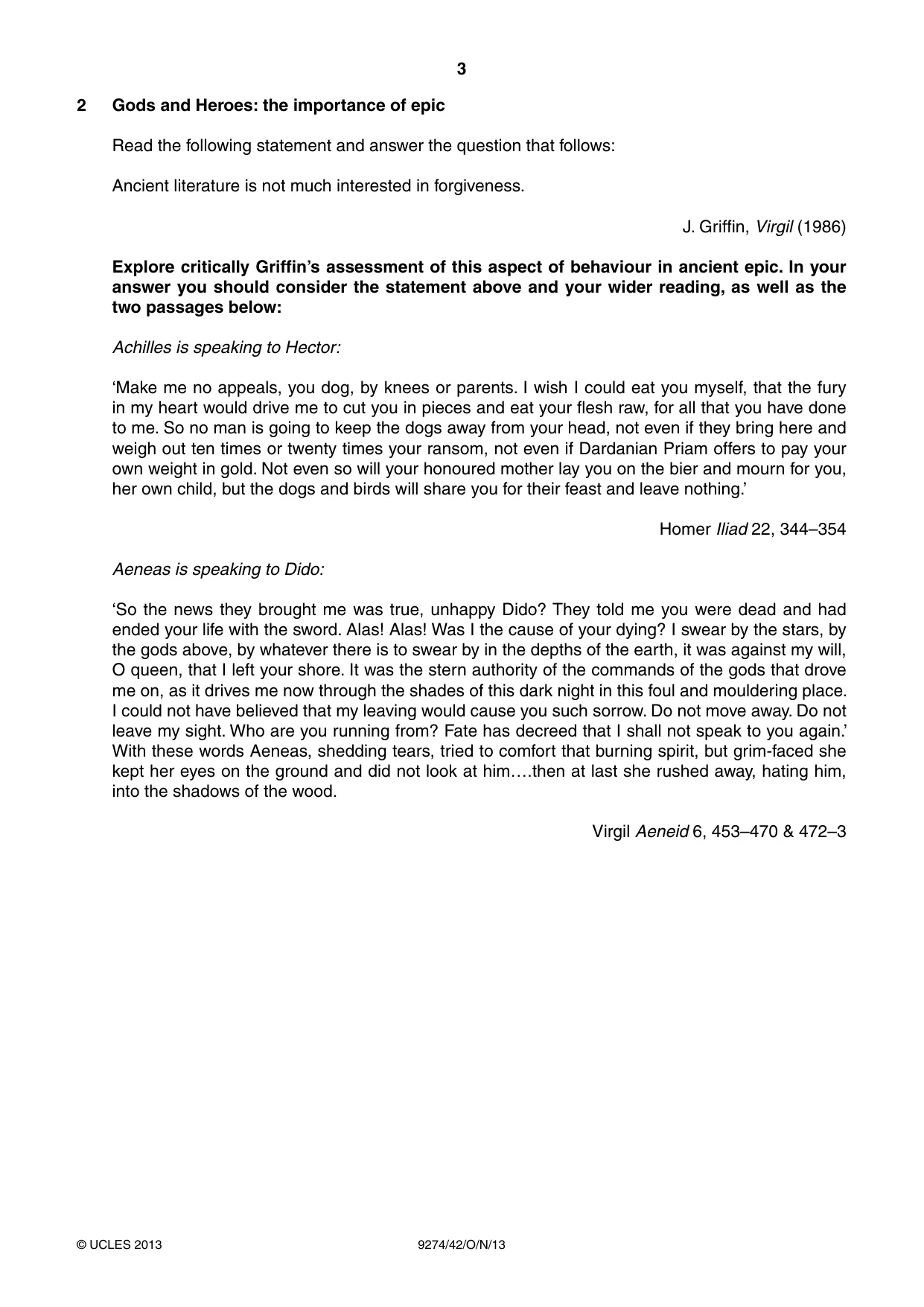 Cambridge A Level Classical Studies 9274 2013 Oct/Nov Paper 4 · Variant 2 question paper, page 3 of 4