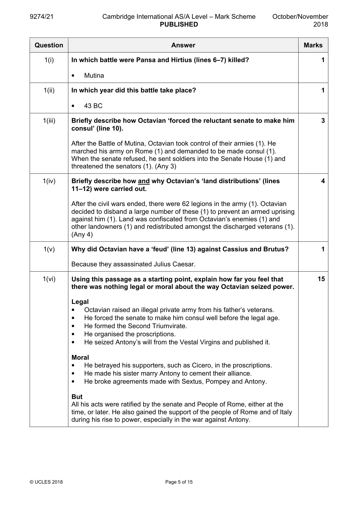Mark scheme, page 5 of 15