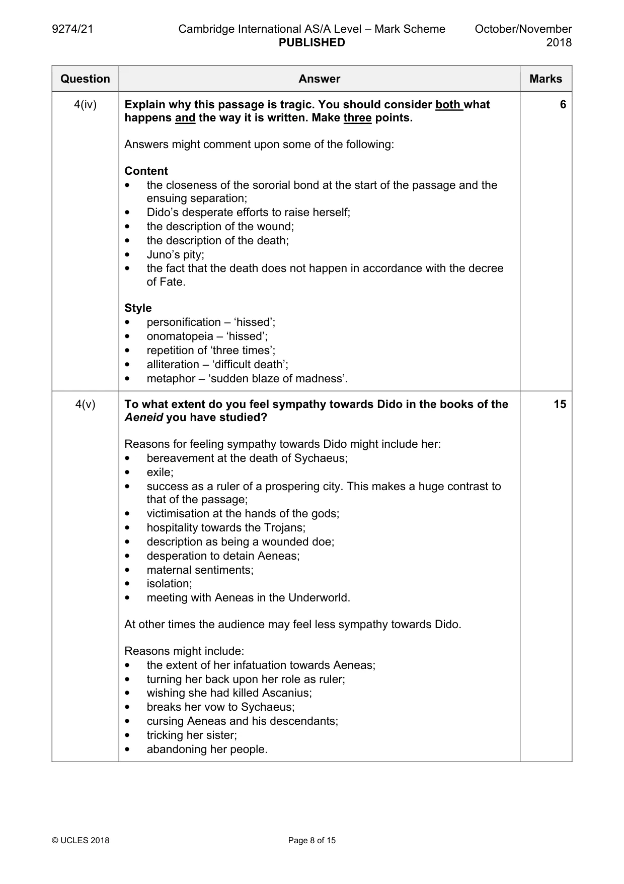 Mark scheme, page 8 of 15